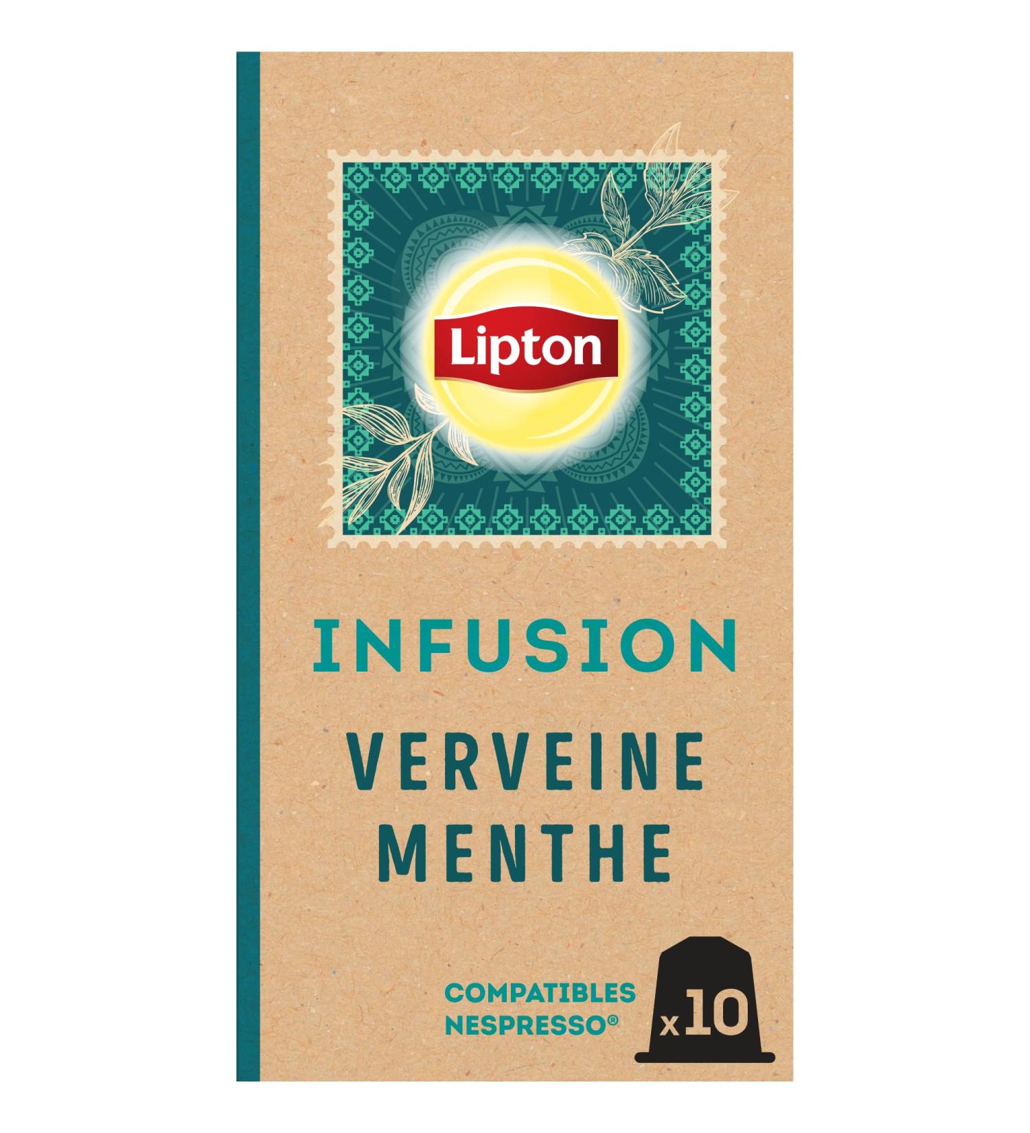 Lipton Verbena Mint Flavored Infusion Freshness Nespresso Compatible Capsules 100% Natural Ingredients 10 Caps - Buy Online on GoSupps.com
