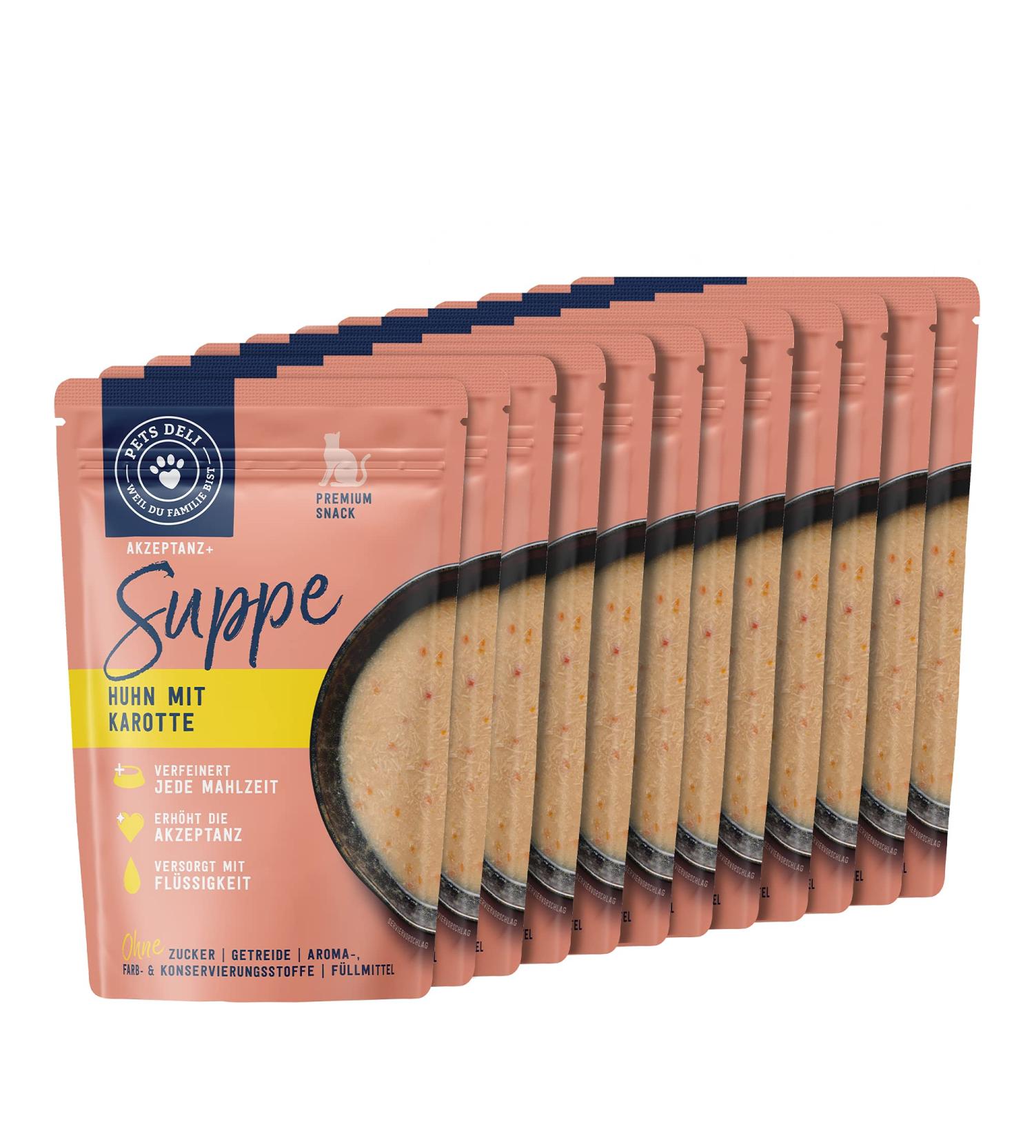 Pets Deli Soup Snack for Cats - Chicken Fillet & Carrot Gluten-Free & Sugar-Free 12 x 40g - International Shipping Available - Buy Online on GoSupps.com