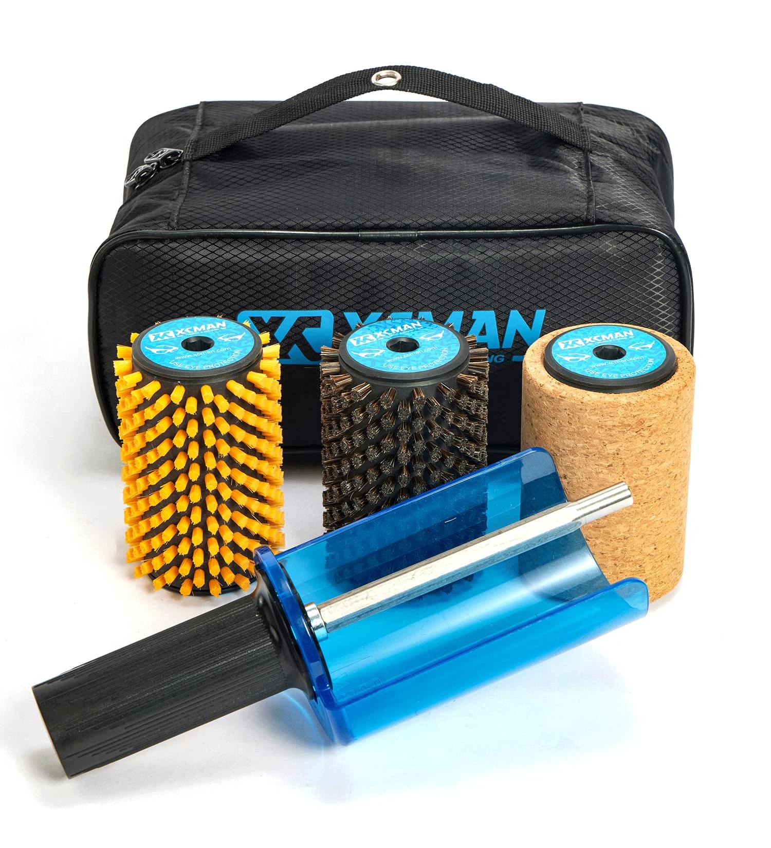 XCMAN Ski Roto Brush Kit - 3 Brush Types Included - Nylon, Horsehair, Brass/Cork - 100mm - Buy Online on GoSupps.com