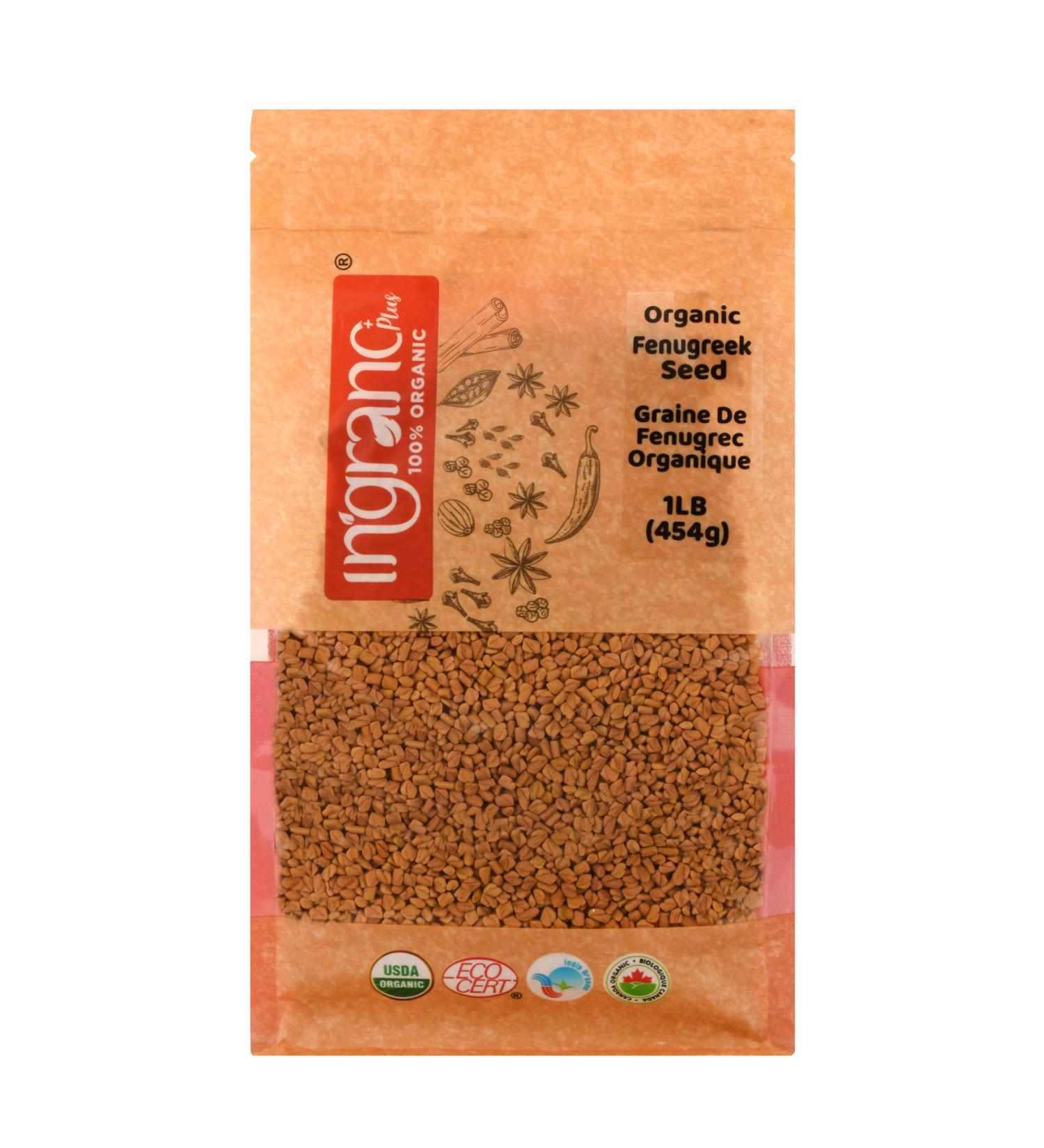 Ingrano Organic Fenugreek (Methi) Seeds (453g) | USDA Certified | Non-GMO | Gluten-Free | Vegan | Methi Seeds for Digestion Diabeties Hair Care & Skin | - Buy Online on GoSupps.com