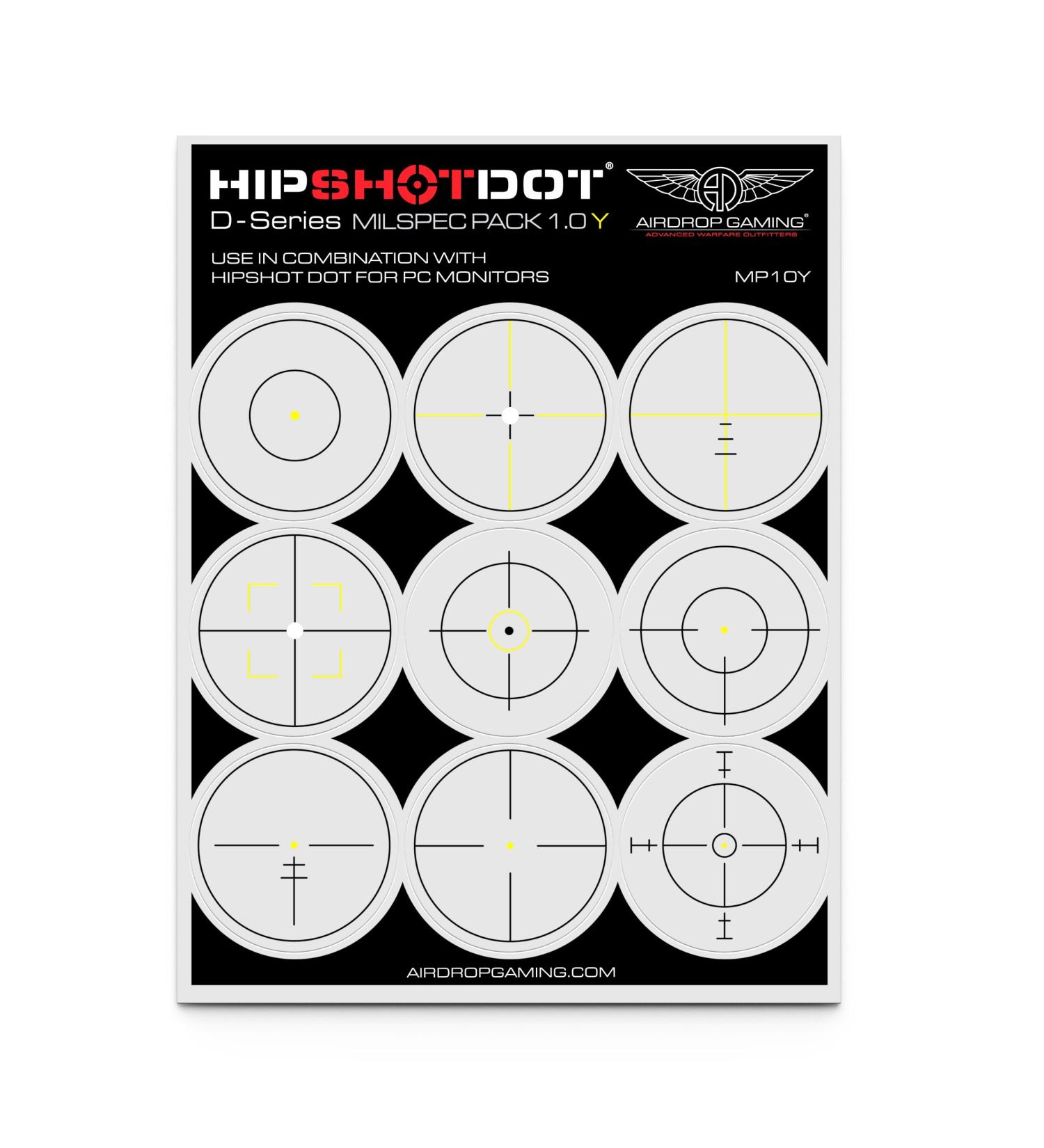 HipShotDot D-Series Milspec Pack - Reusable Transparent Aim Sight Decals for Gaming TV/Monitor - FPS Video Games Decal for PC, Xbox & Playstation (Yellow 1.0) - Buy Online on GoSupps.com