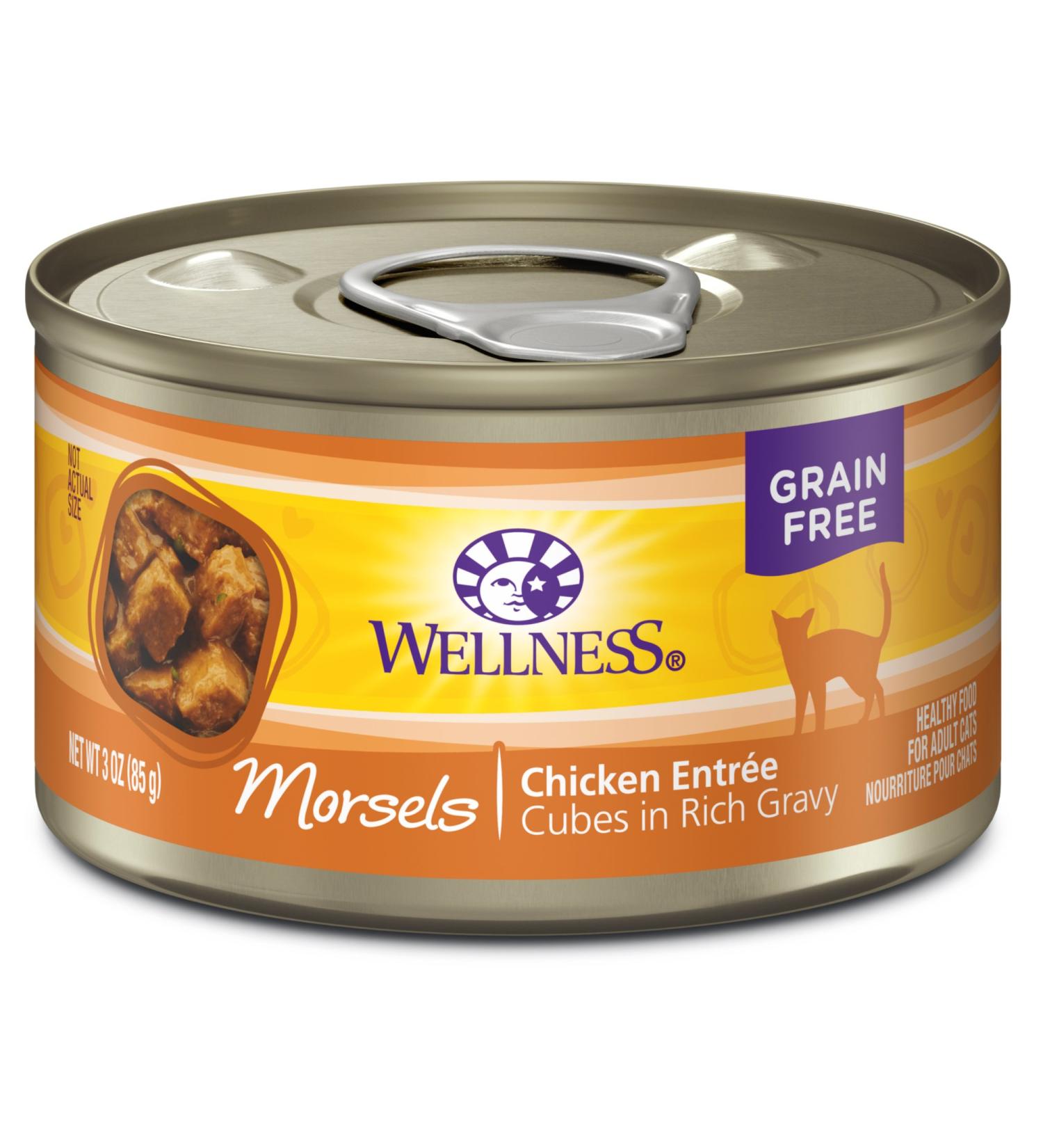 Wellness Complete Health Grain Free Wet Cat Food - Chicken Morsels in Gravy, Natural & Healthy, 3oz (Pack of 24) - Buy Online on GoSupps.com