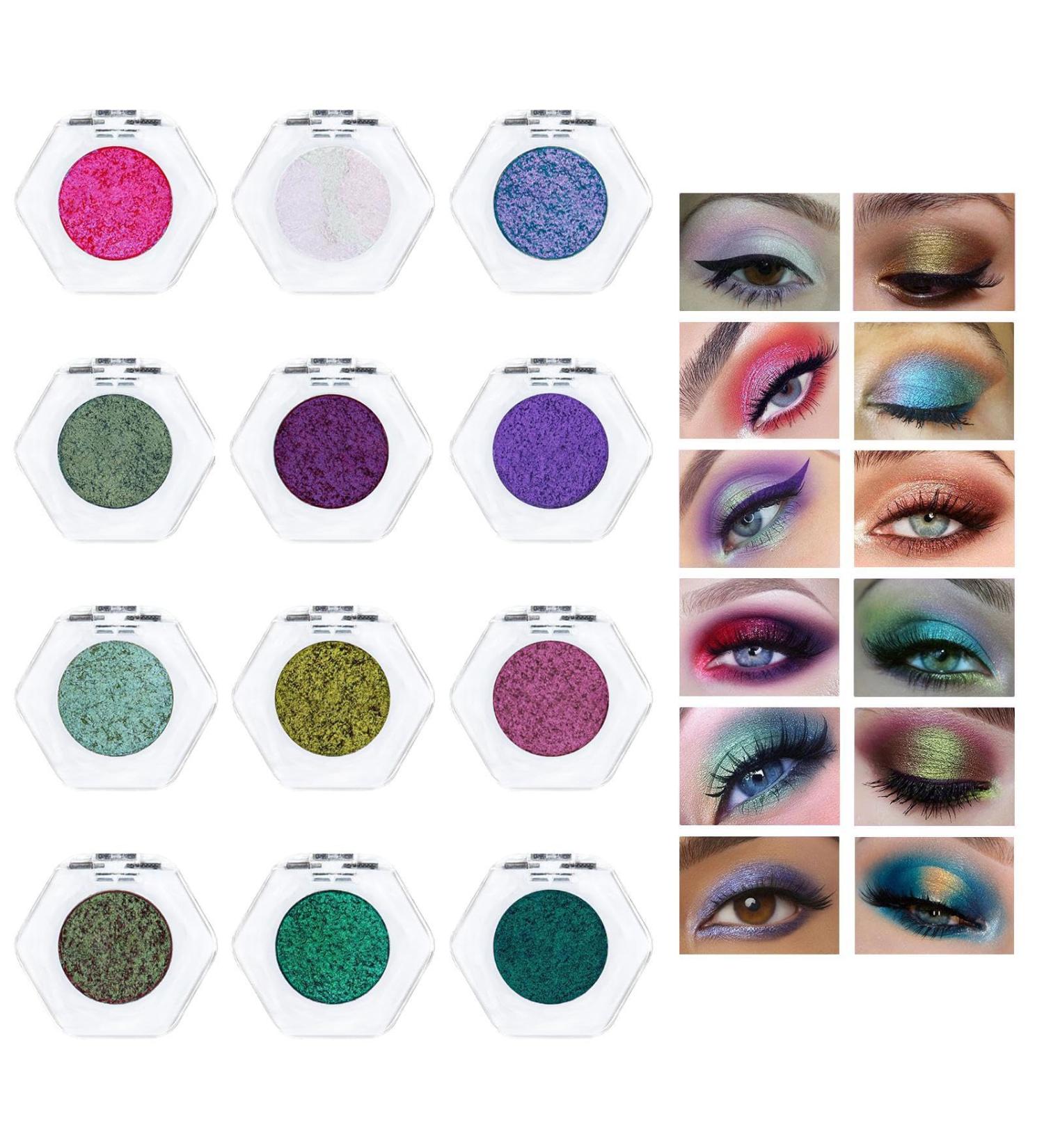 Shimmer Eyeshadow | Women Shimmer Makeup Eye Shadow Single Buildable | Reflective Glitter Eyeshadow Single for Travel Daily Travel Parties Picnics - Buy Online on GoSupps.com