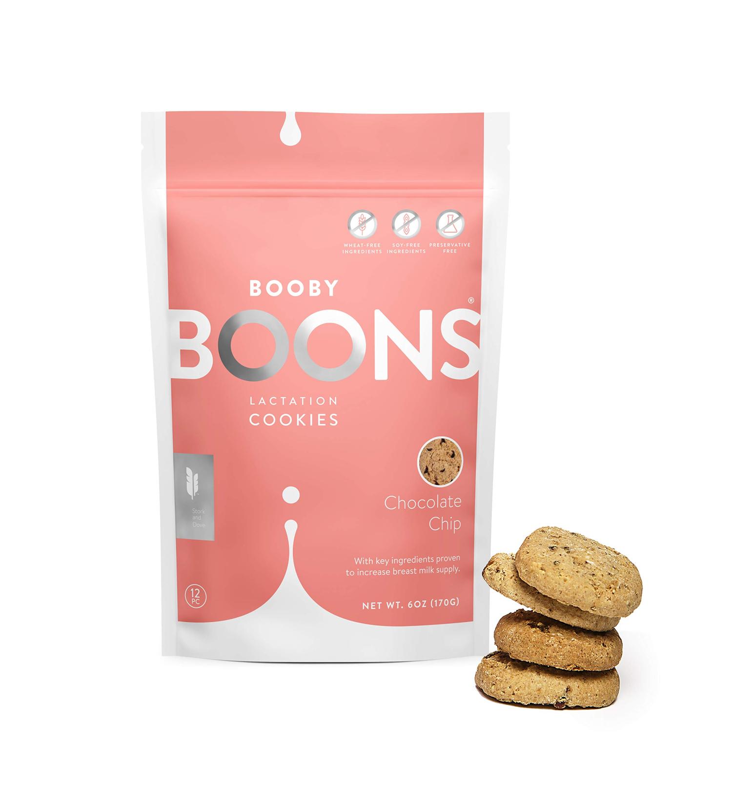 Booby Boons Chocolate Chip Lactation Cookies - Breastfeeding Support Supplement | 6 oz Bag, Fenugreek-Free, Gluten-Free, Soy-Free, Non-GMO | Award-Winning Formula - Buy Online on GoSupps.com