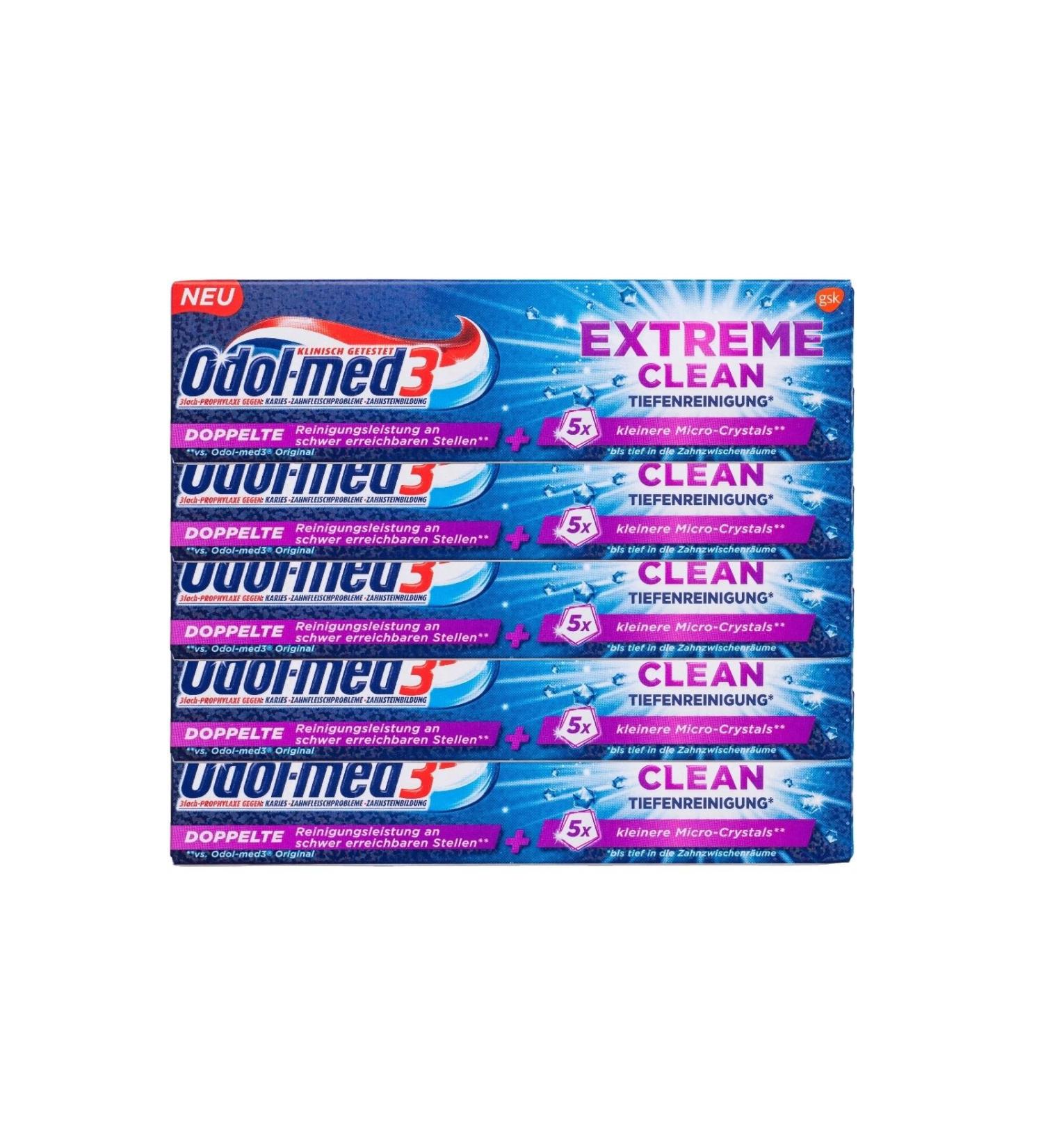 5x Odol-med 3 Extreme Clean deep cleaning toothpaste 75 ml
