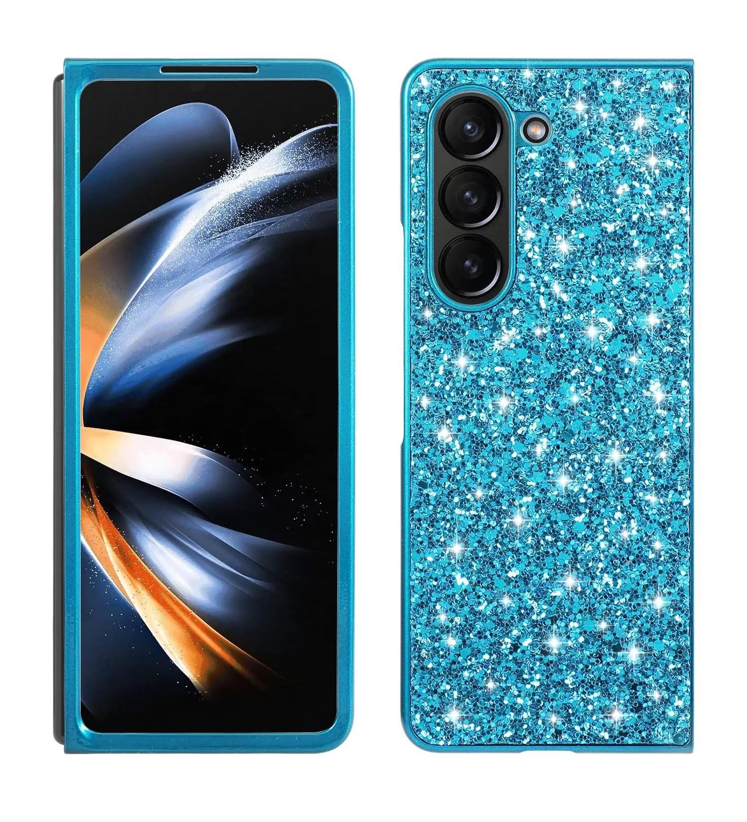 Tivenfezk Nadoli Glitter Case for Samsung Galaxy Z Fold 5 - Ultra-Thin Shockproof Blue Glossy Bling Frame - Protective Phone Cover - Buy Online on GoSupps.com