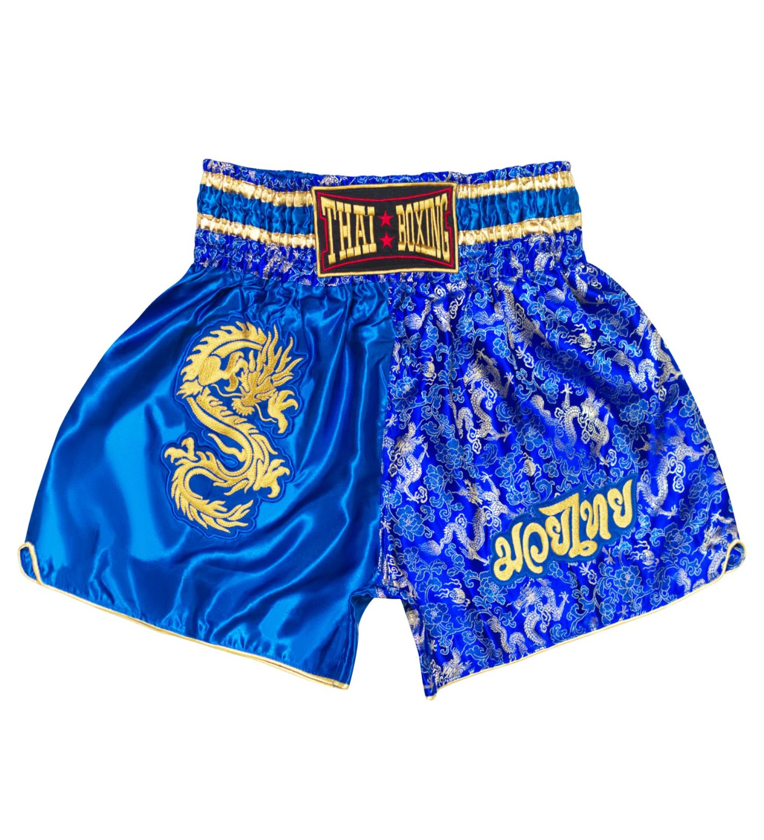 Siamkick Dragon Muay Thai Shorts - High Grade MMA Fight Clothing for Men and Women, Boxing & Kickboxing Trunks, X-Large Blue Dragon - Training and Workout Gear - Buy Online on GoSupps.com