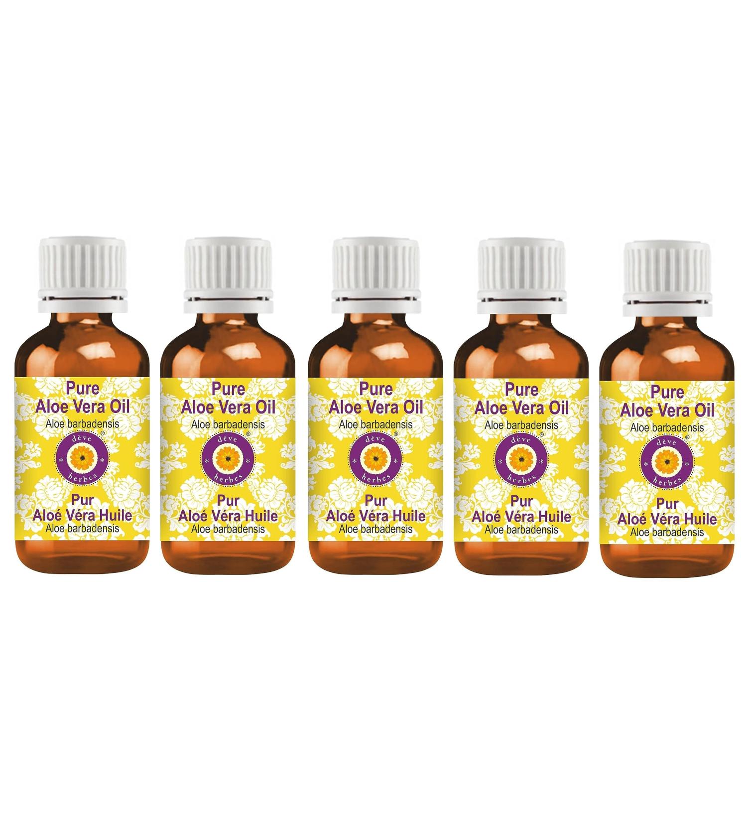 d ve herbes Pure Aloe Vera Oil (Aloe barbadensis) (Pack of five) 100ml X 5 (16.9 oz) 3.38 Fl Oz (Pack of 5) - Buy Online on GoSupps.com