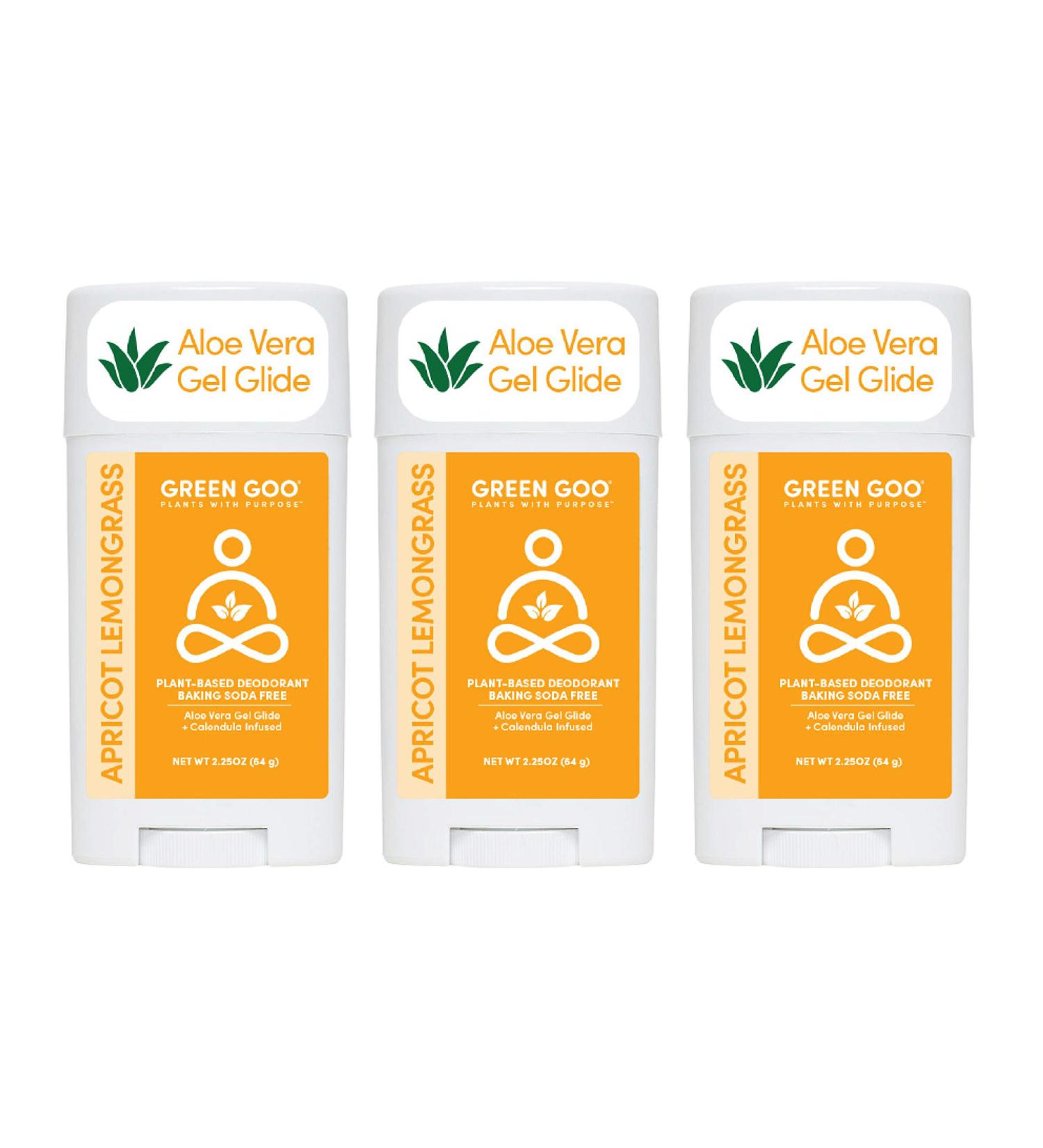 Green Goo All Natural Apricot Lemongrass Deodorant Gel 2.25oz - Pack of 3 | Men and Women's Deodorant - Buy Online on GoSupps.com