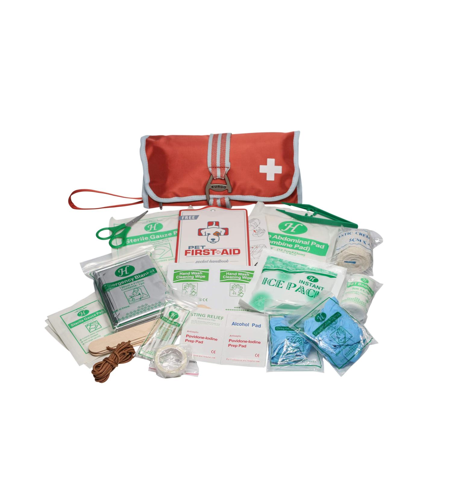 Kurgo Dog First Aid Kit 50 Piece Pet Medical Kit Compact & Portable Durable Material Paprika Red - Buy Online on GoSupps.com