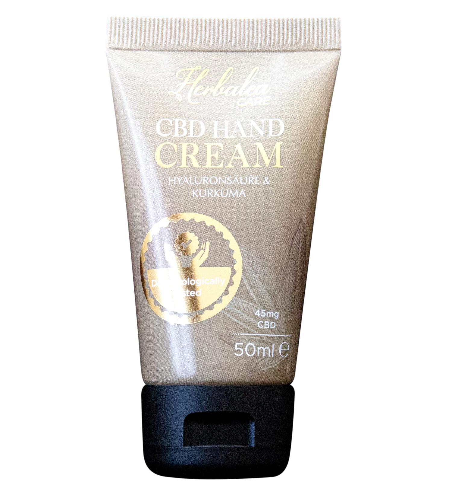 Herbalea CBD Hand Cream Turmeric + Hyaluronic Acid I Moisturizing Hand Cream Against Dry Hands I 10ml I - Buy Online on GoSupps.com