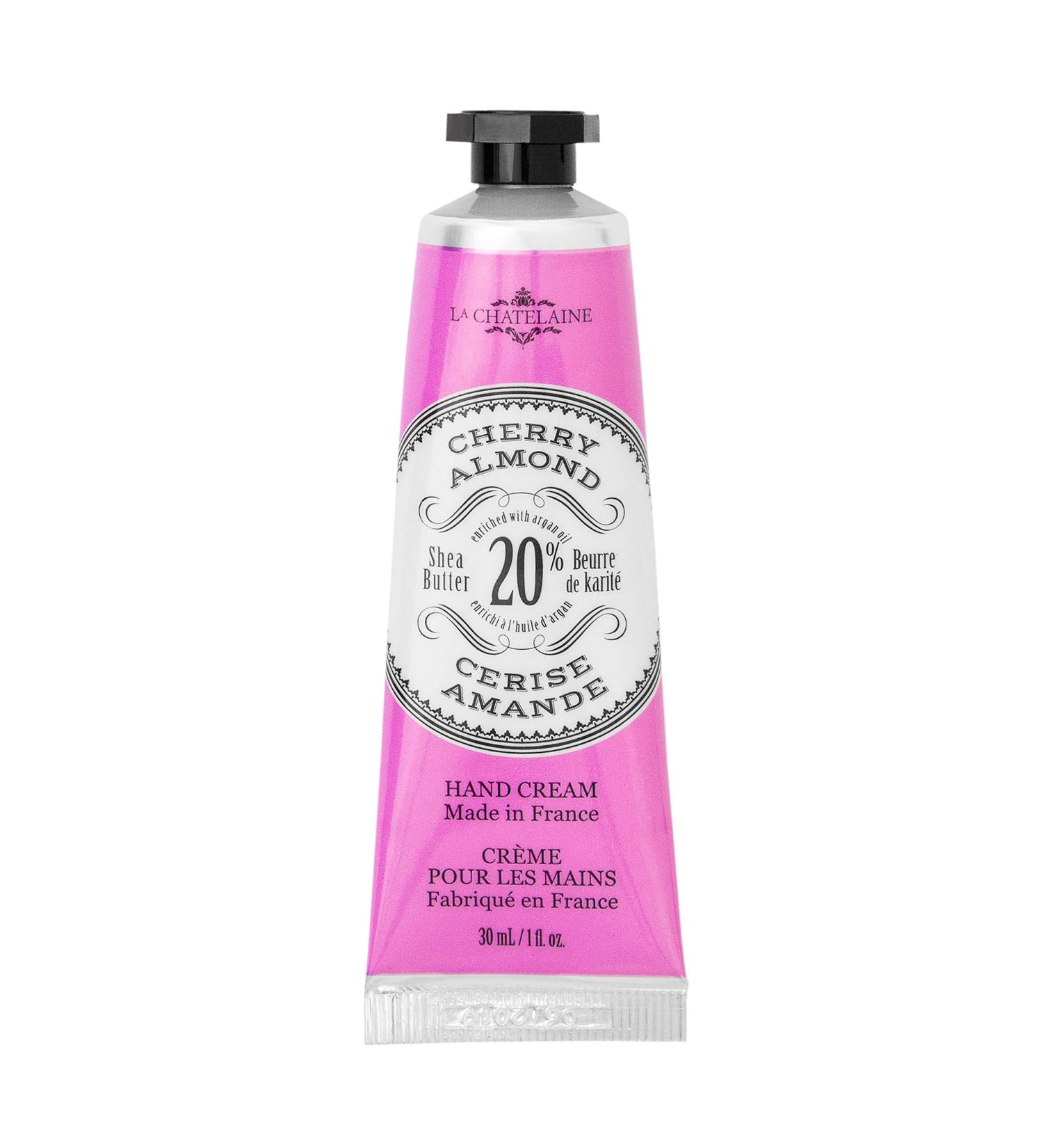 La Chatelaine 20% Shea Butter Hand Cream Travel Size 1 fl oz - Cherry Almond | Moisturizing & Nourishing Formula with Organic Argan Oil | Made in France | Paraben Free - Buy Online on GoSupps.com