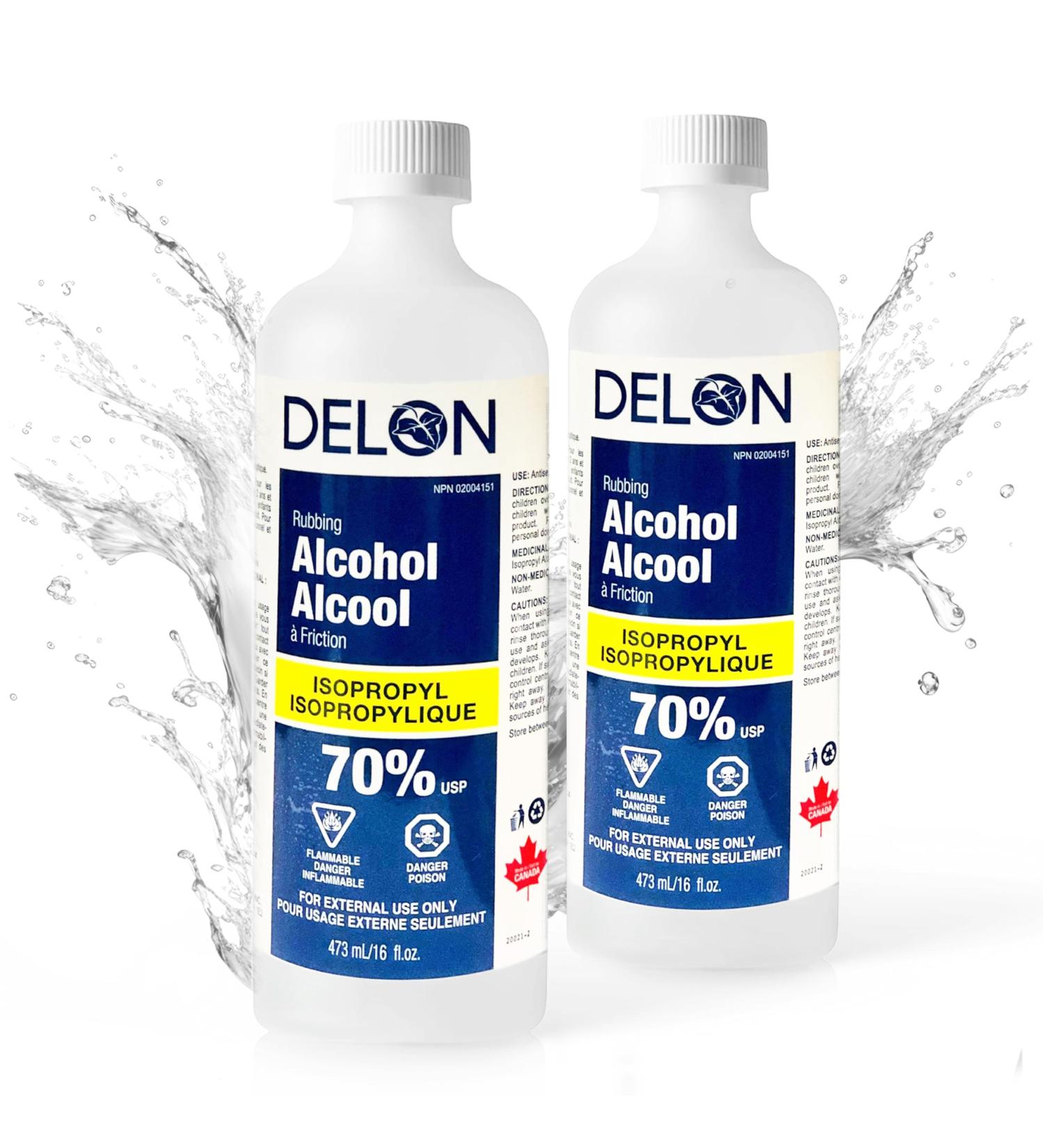 Club Supreme Delon Rubbing Alcohol 70% U.S.P. Sterilization Solution Made in Canada 473 ml (Pack of 2) (A-1390) Tranparent - Buy Online on GoSupps.com