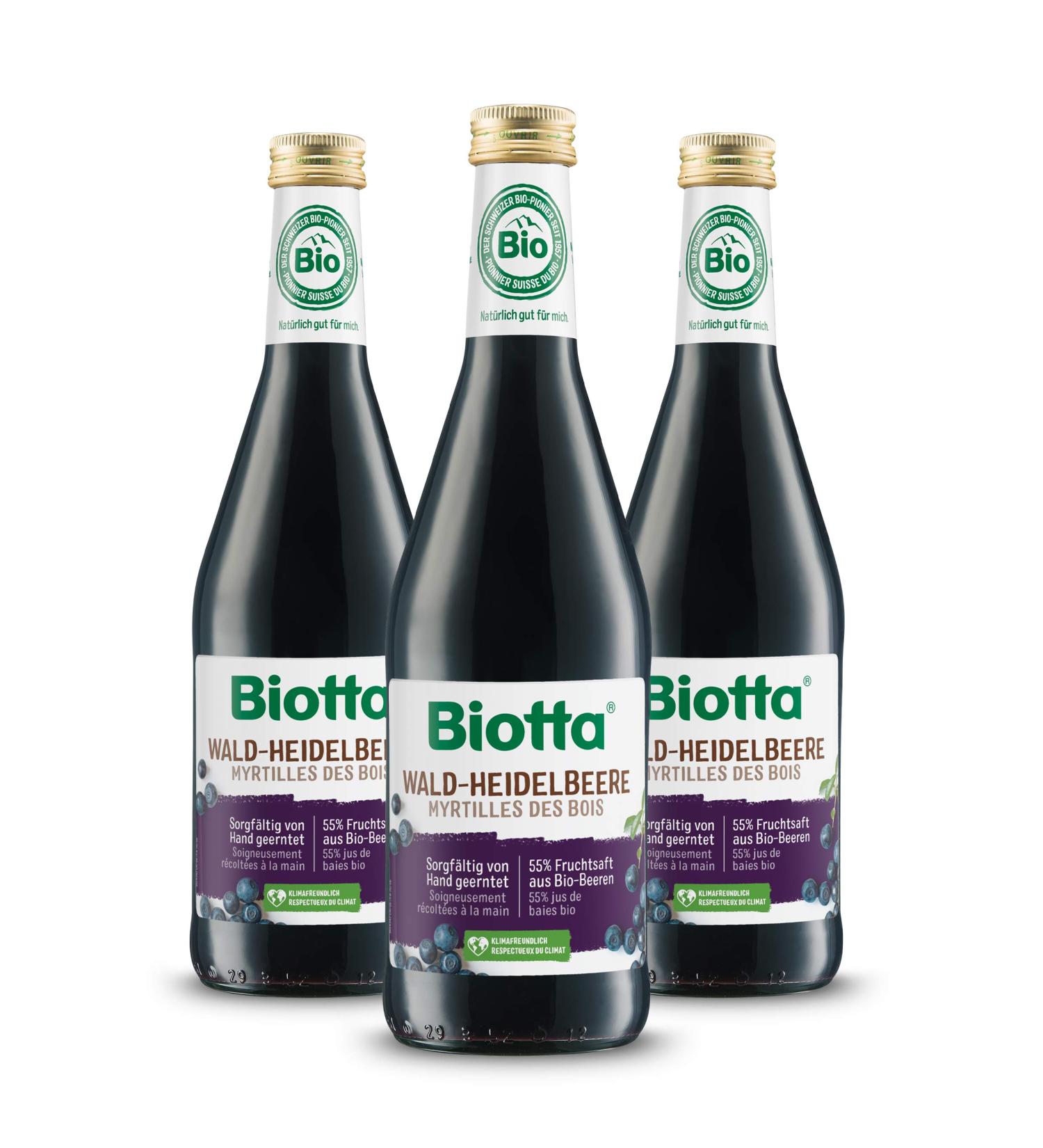 BIOTTA Jus de Myrtilles des Bois Pr paration Base de Myrtilles des Bois 100% Bio Riche en Nutriments Fabrication Suisse 500 ml - Lot de 3 NO 3 ml (Lot de 1)