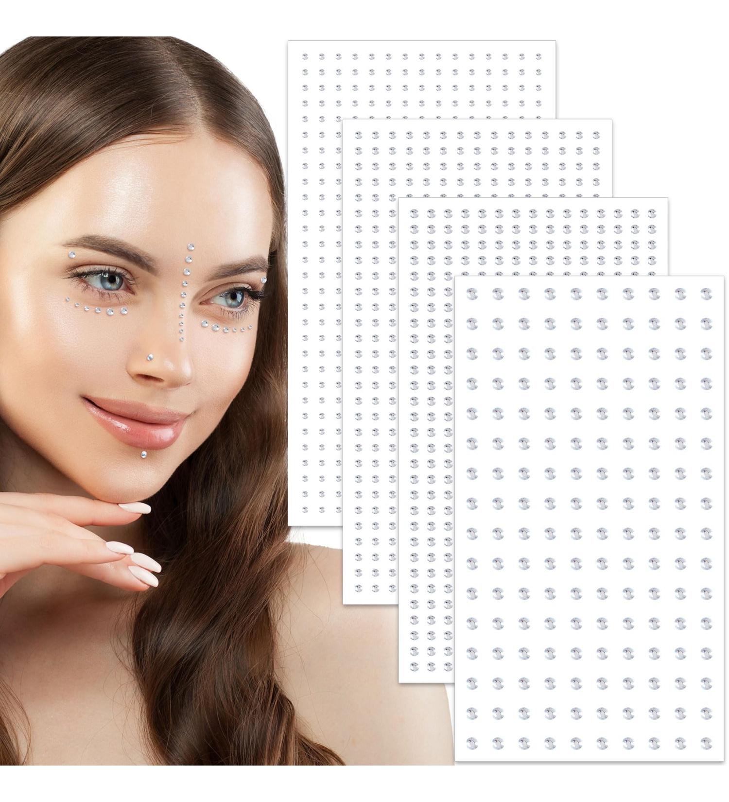 4 Sheets Face Gem Rhinestone Stickers - Non-Piercing Fake Nose Studs - Self-Adhesive Y2K Bling Jewelry for Halloween & Parties - Buy Online on GoSupps.com