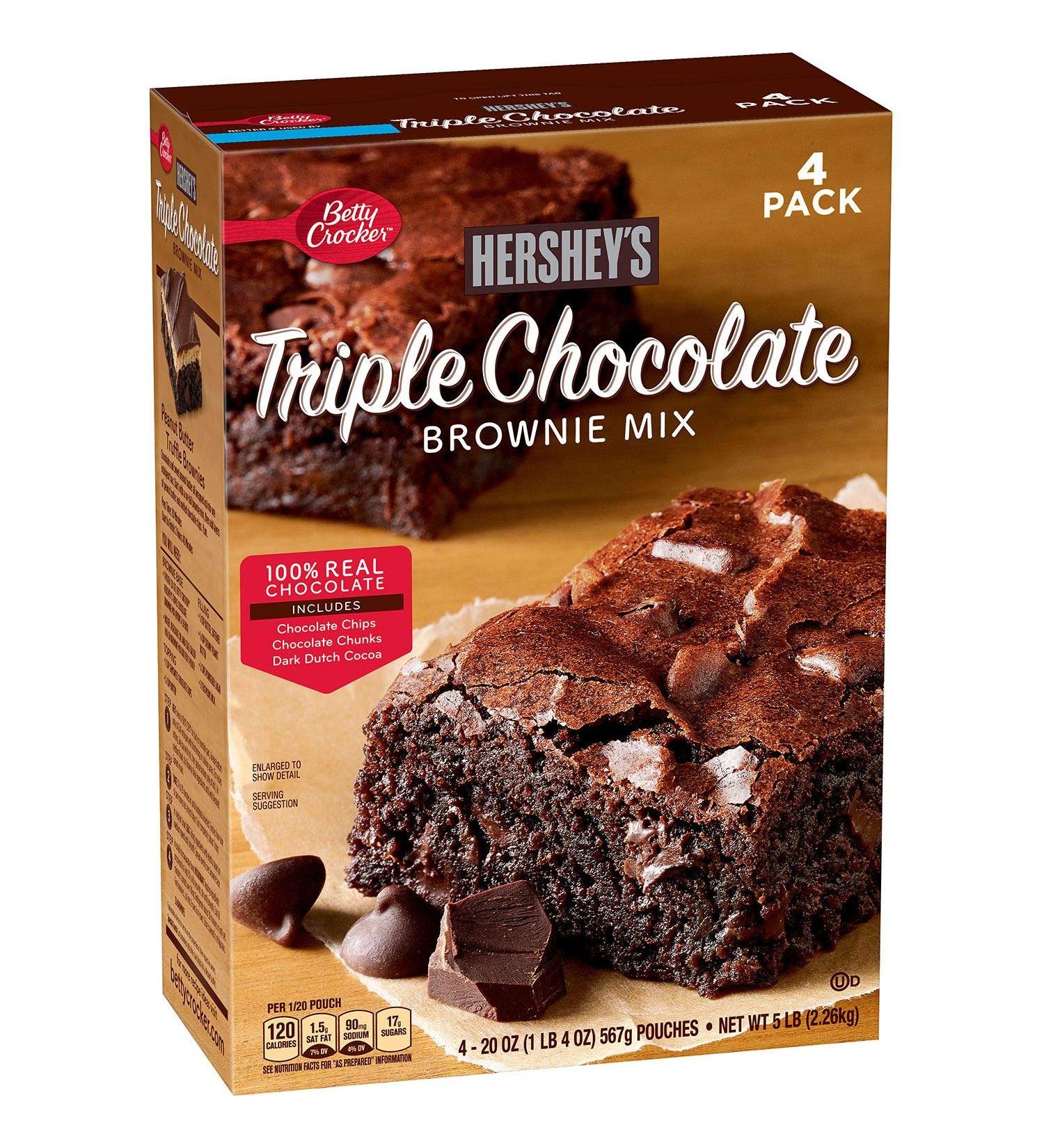 Betty Crocker Hershey's Triple Chocolate Brownie Mix 80oz (4 Pack) - Rich & Indulgent Dessert - Buy Online on GoSupps.com