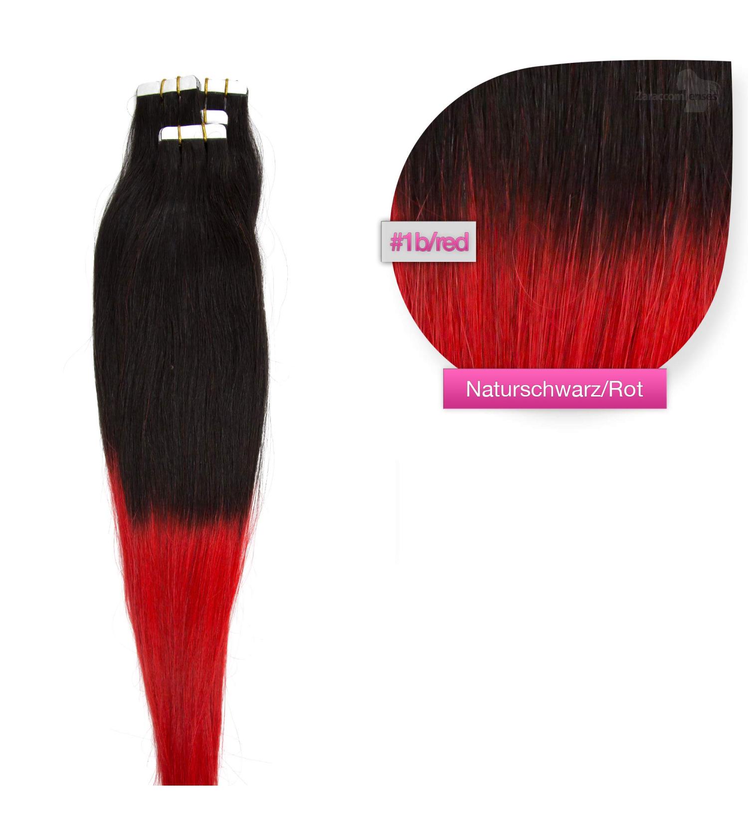 Tape Extensions Ombr - Real Hair 50cm Tape In Hair Extensions | Color #1B/Red | 20 Jogs 2.5g per Tress - Shop Now! - Buy Online on GoSupps.com