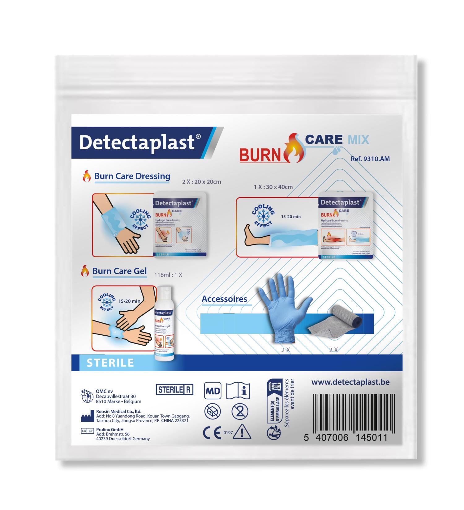 DetectaPlast Incineration Kit - Complete Burn Care Set with Sterile Hydrogel Compresses Fire Gel Bandages & Gloves for Instant Relief - Buy Online on GoSupps.com