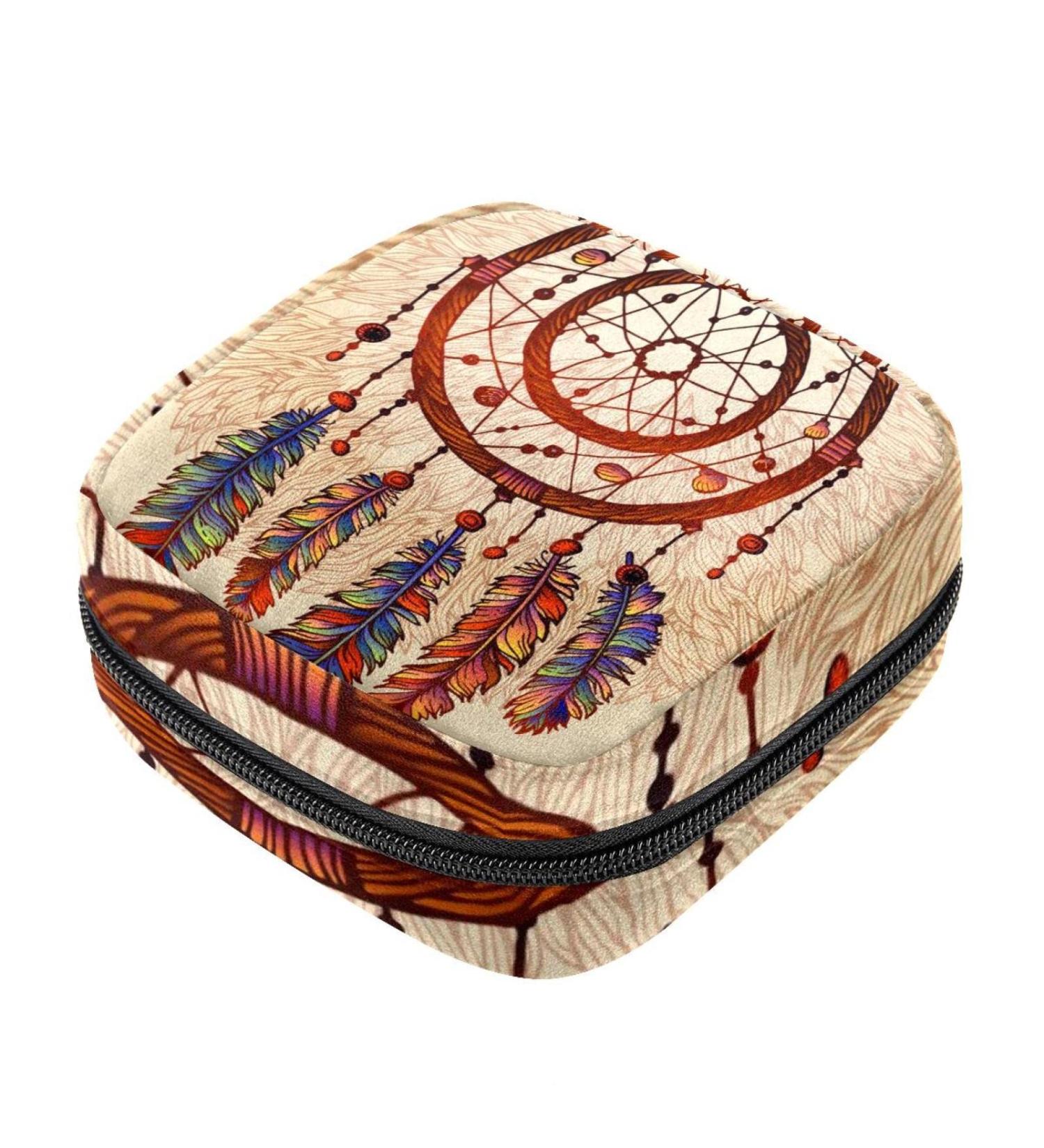 Ethnic Tribal Dream Catcher Menstruation Bag with Zipper - Women's Napkin & Tampon Collection Bag - Buy Online on GoSupps.com