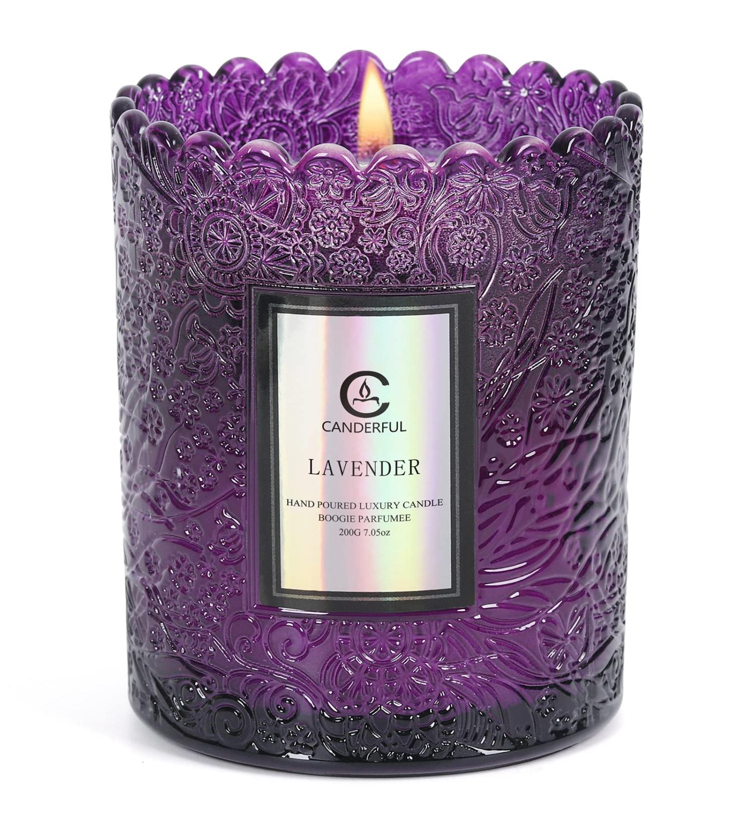 French Juniper Lavender Candle - Scented Gifts for Women | 45+ Hours Burn Time | Purple Glass Candle for Home Scented Ambiance - Buy Online on GoSupps.com