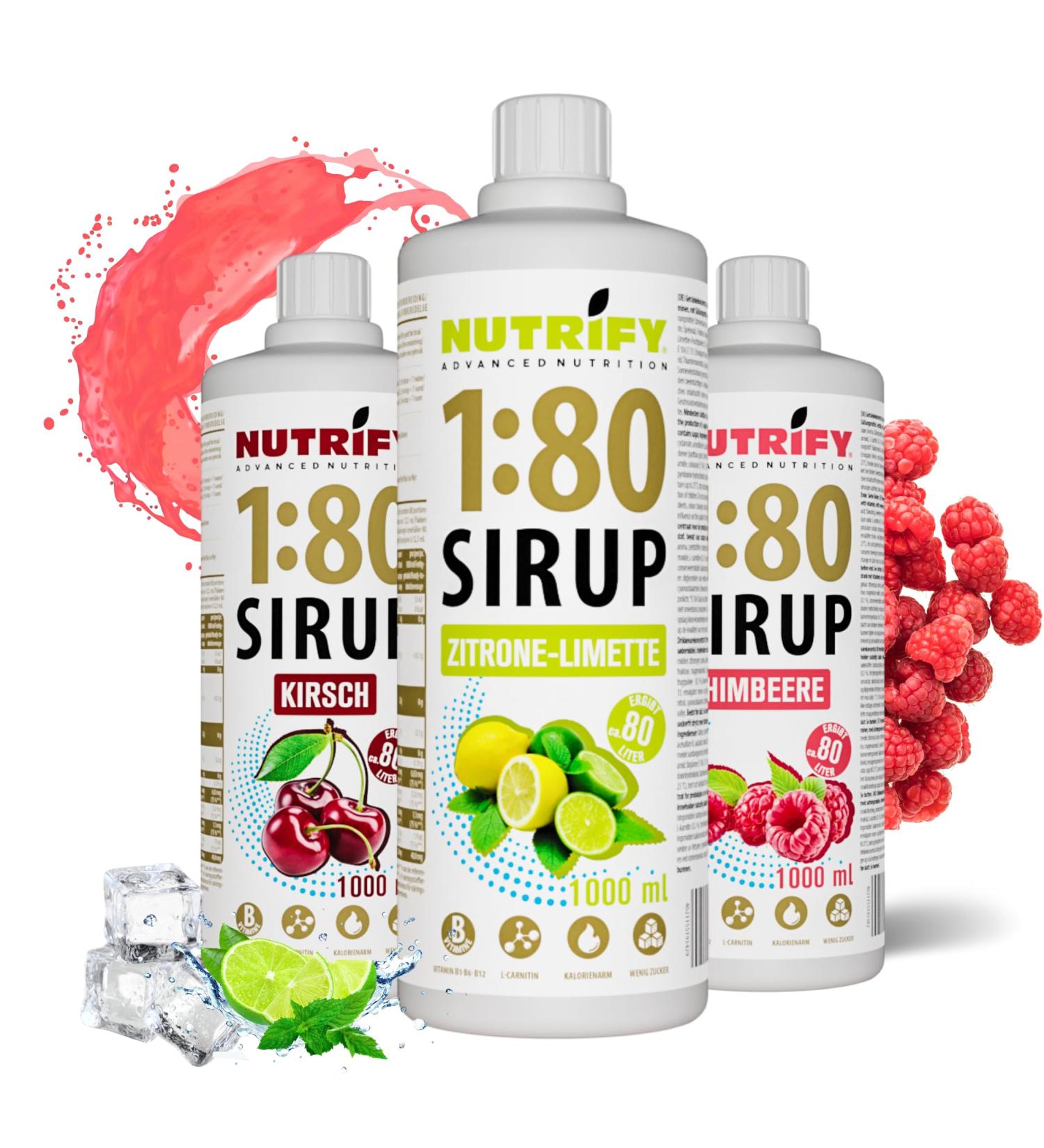 Nutrify Vital Fitness Drink 1:80 - Sugar-Free Vitamin Beverage Concentrate (3x1L) | Low-Calorie Sports Drink Cherry Lemon Lime Raspberry Flavor | Makes 240 Liters - Buy Online on GoSupps.com