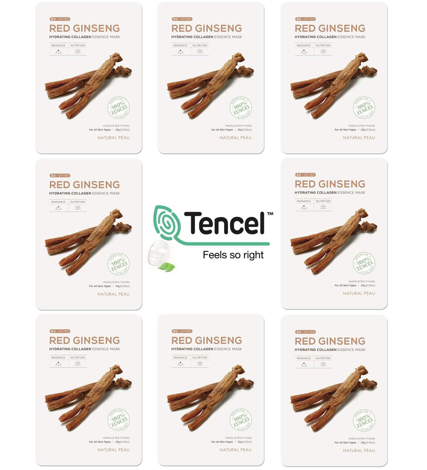 Natural Peau Red Ginseng Hydrating Collagen Essence Face Mask - 8 Packs (28g) | Revitalize & Moisturize Your Skin - International Shipping Available - Buy Online on GoSupps.com