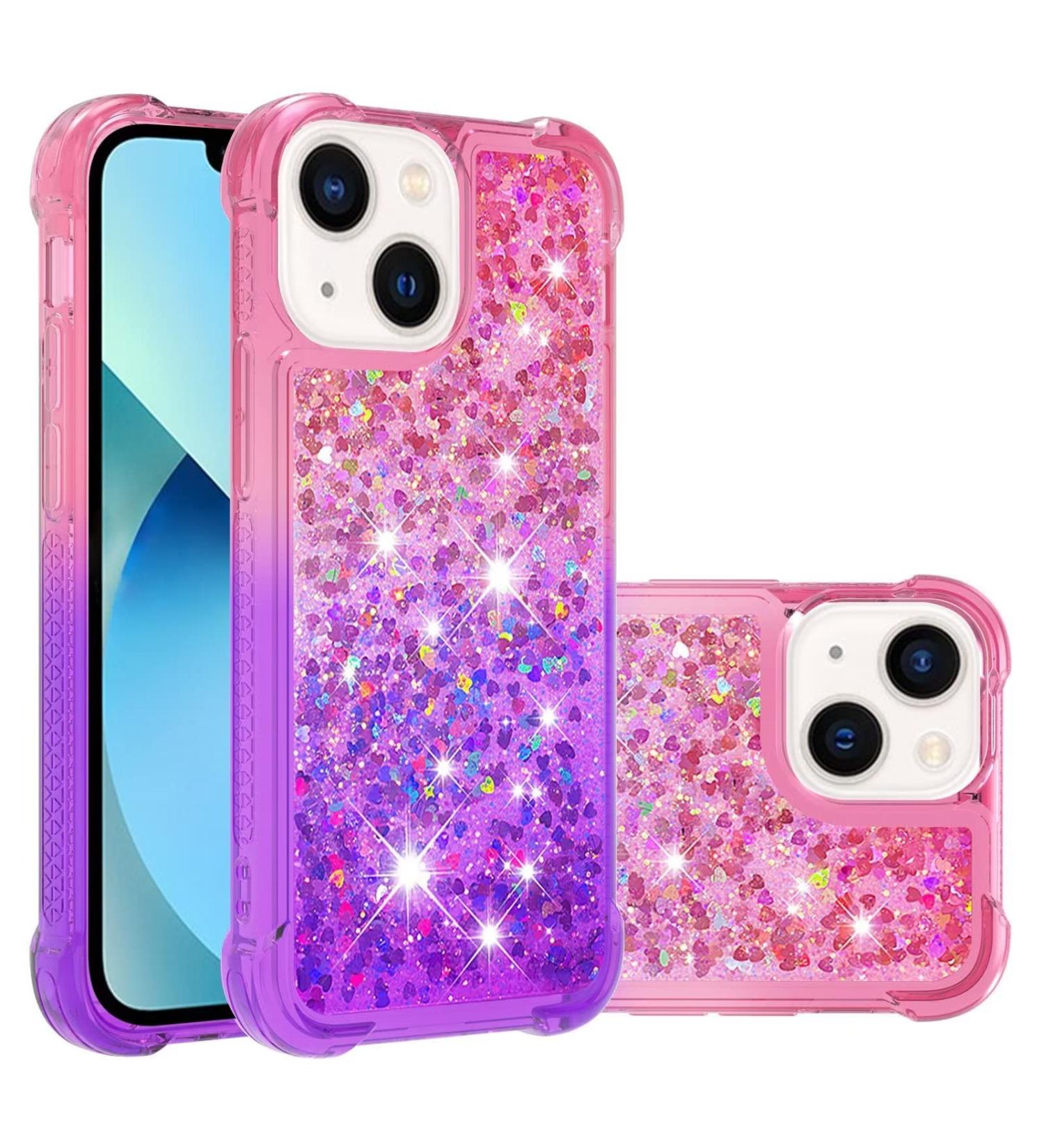 Buy Tivenfezk Glitter Drive Sand Shell for iPhone 15 Plus | Silicone Shockproof Gradient Case - Pink Purple Transparent Bumper - Buy Online on GoSupps.com