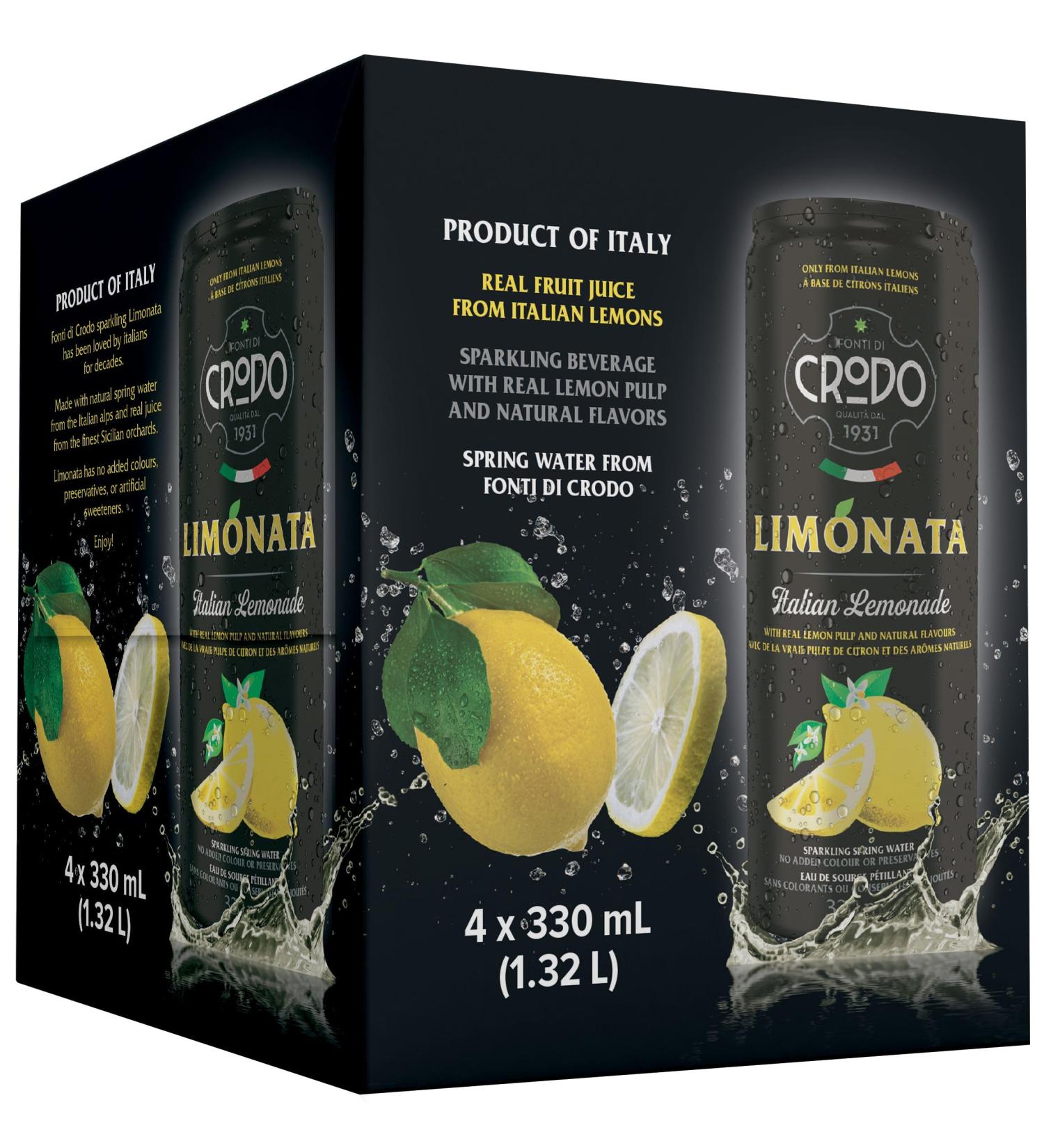 ROYAL UNIBREW Crodo Limonata - Lemon Soda (4X330ml) 1320 milliliters - Buy Online on GoSupps.com