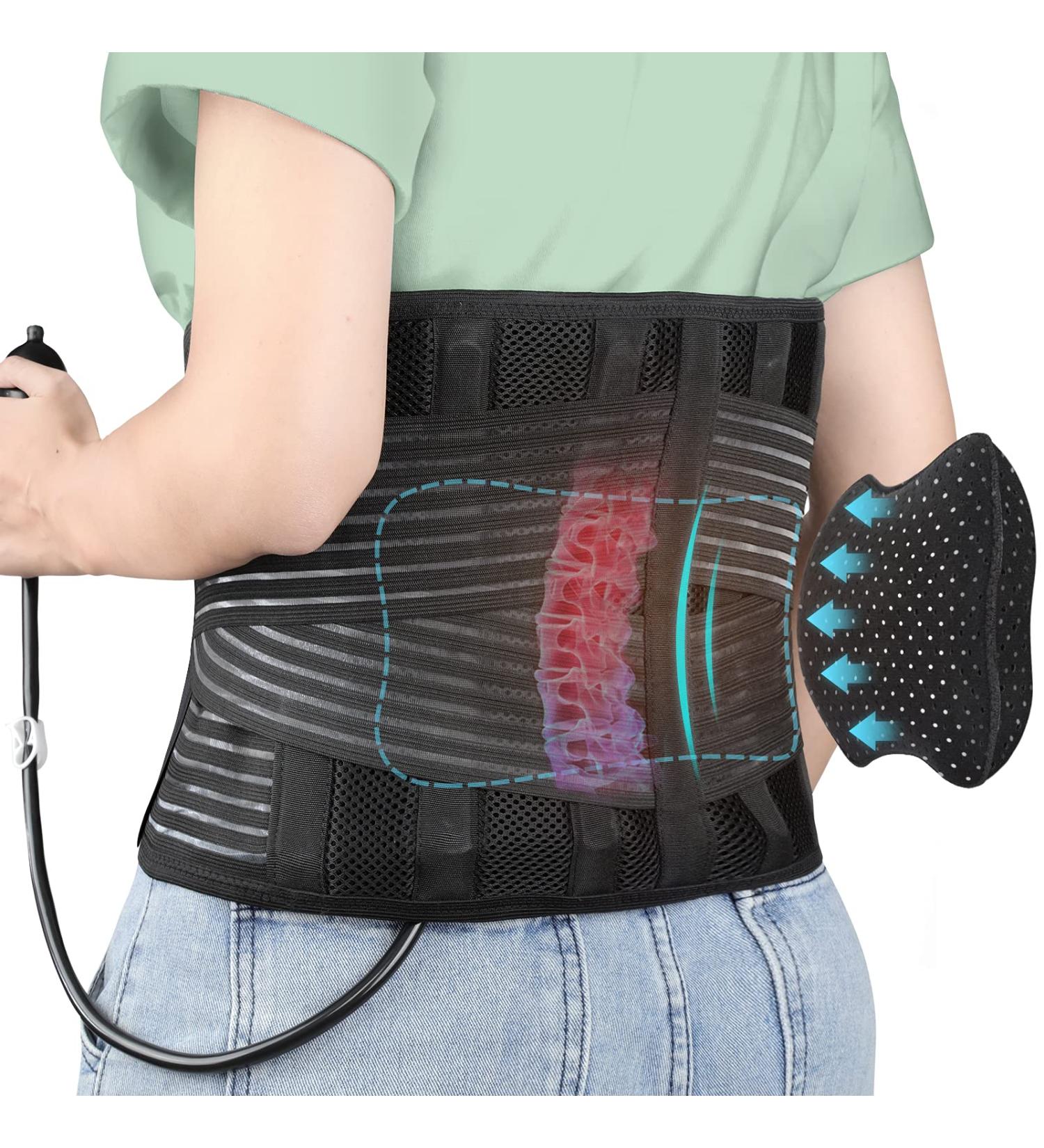Back Brace with Inflatable Pad for Lower Back Pain Relief | Dual Adjustable Support Straps | Men Women S/M (28 - 38) - Buy Online on GoSupps.com