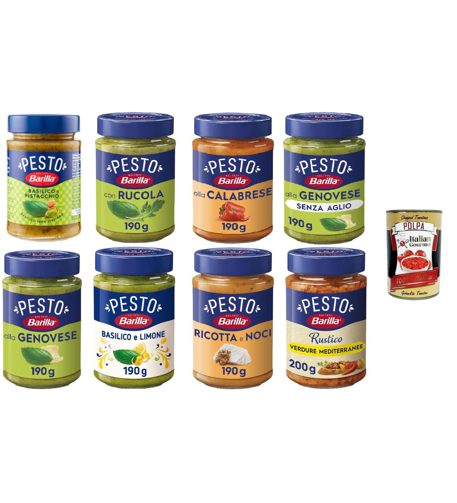  Italian Gourmet E.R. Pesto Sauce Megapack 8 x 190 g Genoese garlic-free Mediterranean Calabrian lemon pistachio rocket ricotta and walnuts gluten-free + Italian gourmet pulp 400 g - Buy Online on GoSupps.com