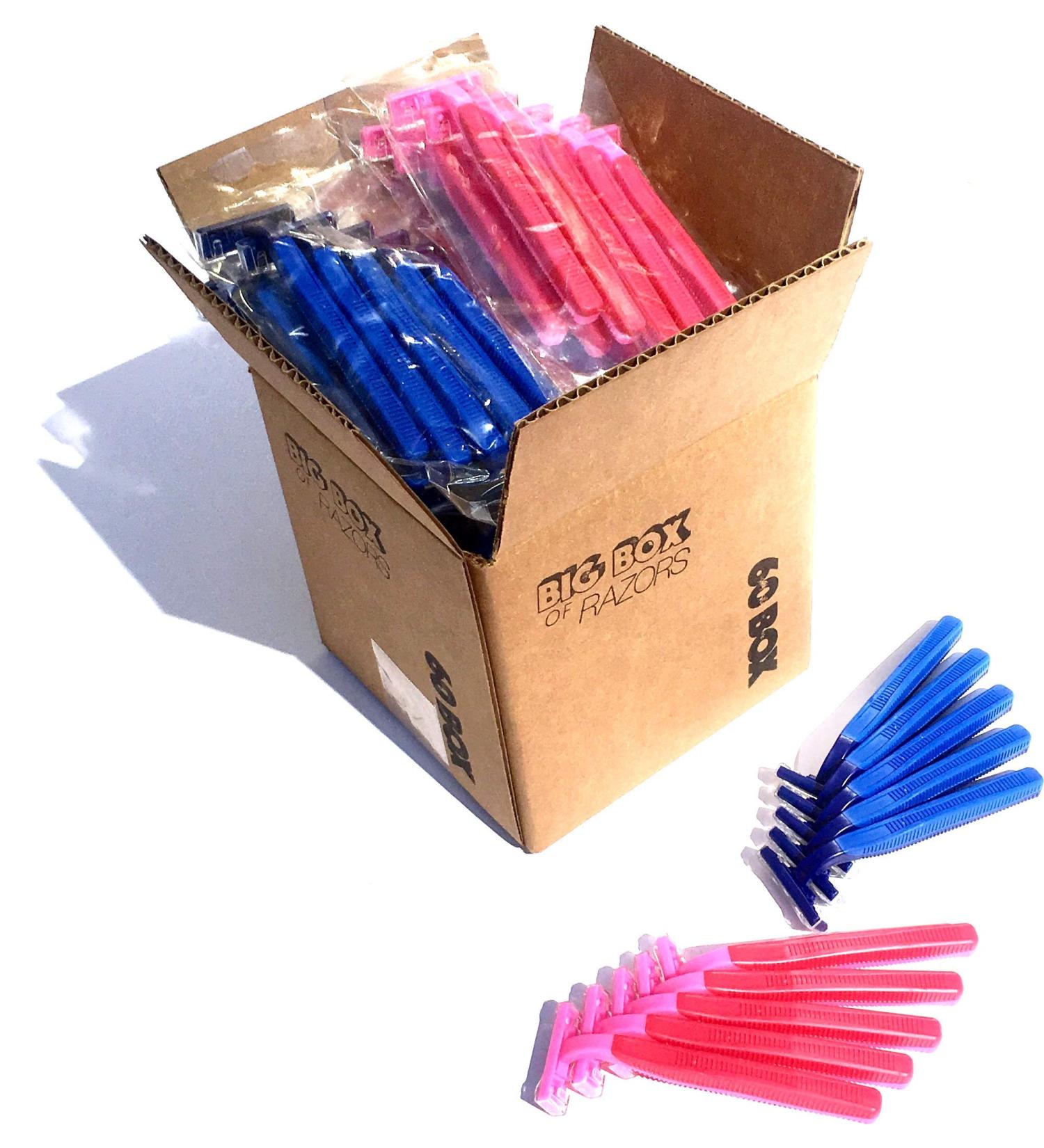 60 Box Combo of Blue & Pink Disposable Razor Blades - High Quality Stainless Steel Twin Blade Razors for Men & Women with Aloe Vera Strip | International Shipping - Buy Online on GoSupps.com