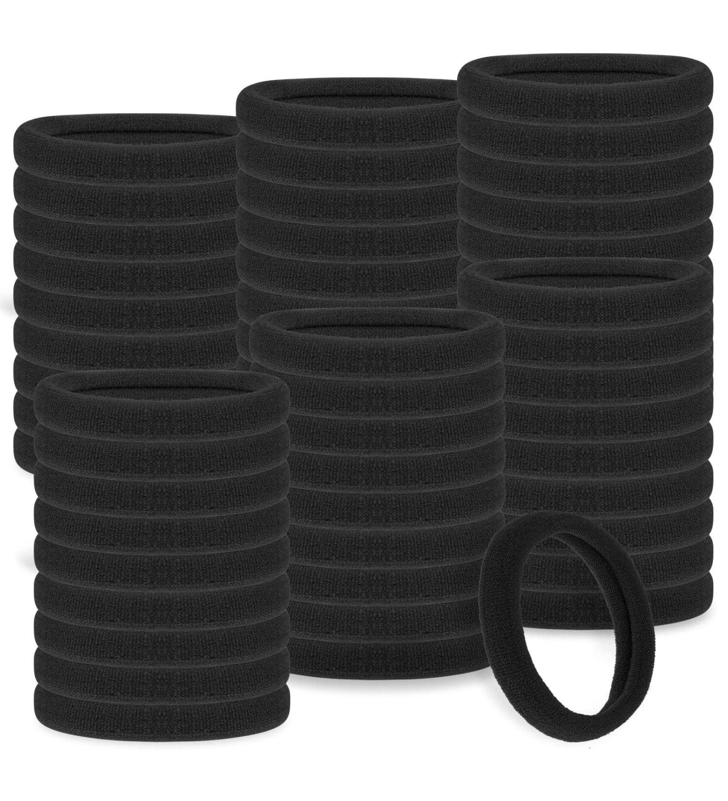 Cobee 100 Pcs Nylon Hair Ties for Women - Seamless Soft Hair Bands Bulk - No Damage Ponytail Holders, Headbands, Stretch Hair Bands - Black - Buy Online on GoSupps.com