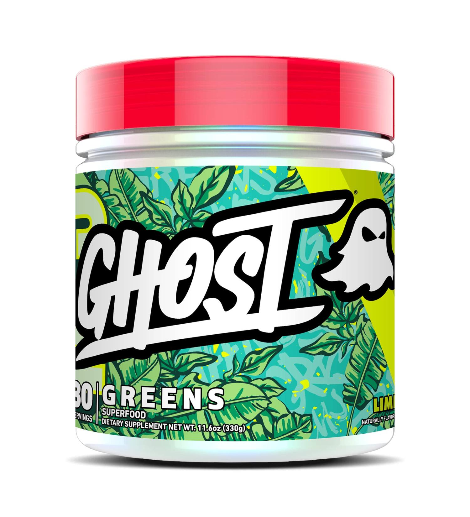 GHOST Greens Lime Superfood Powder - 30 Servings | Super Greens & Reds, Fruits, Vegetables, Spirulina, Chlorella, Prebiotics, Probiotics & Digestive Enzymes | Gluten-Free - Buy Online on GoSupps.com