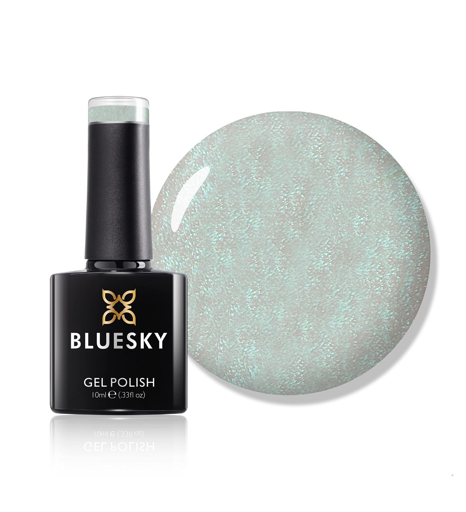 Bluesky Gel Nail Polish Pastel Green Sparkly Sj03 White Green Glitter Long Lasting Chip Resistant 10 ml (Requires Drying Under UV LED Lamp) - Buy Online on GoSupps.com