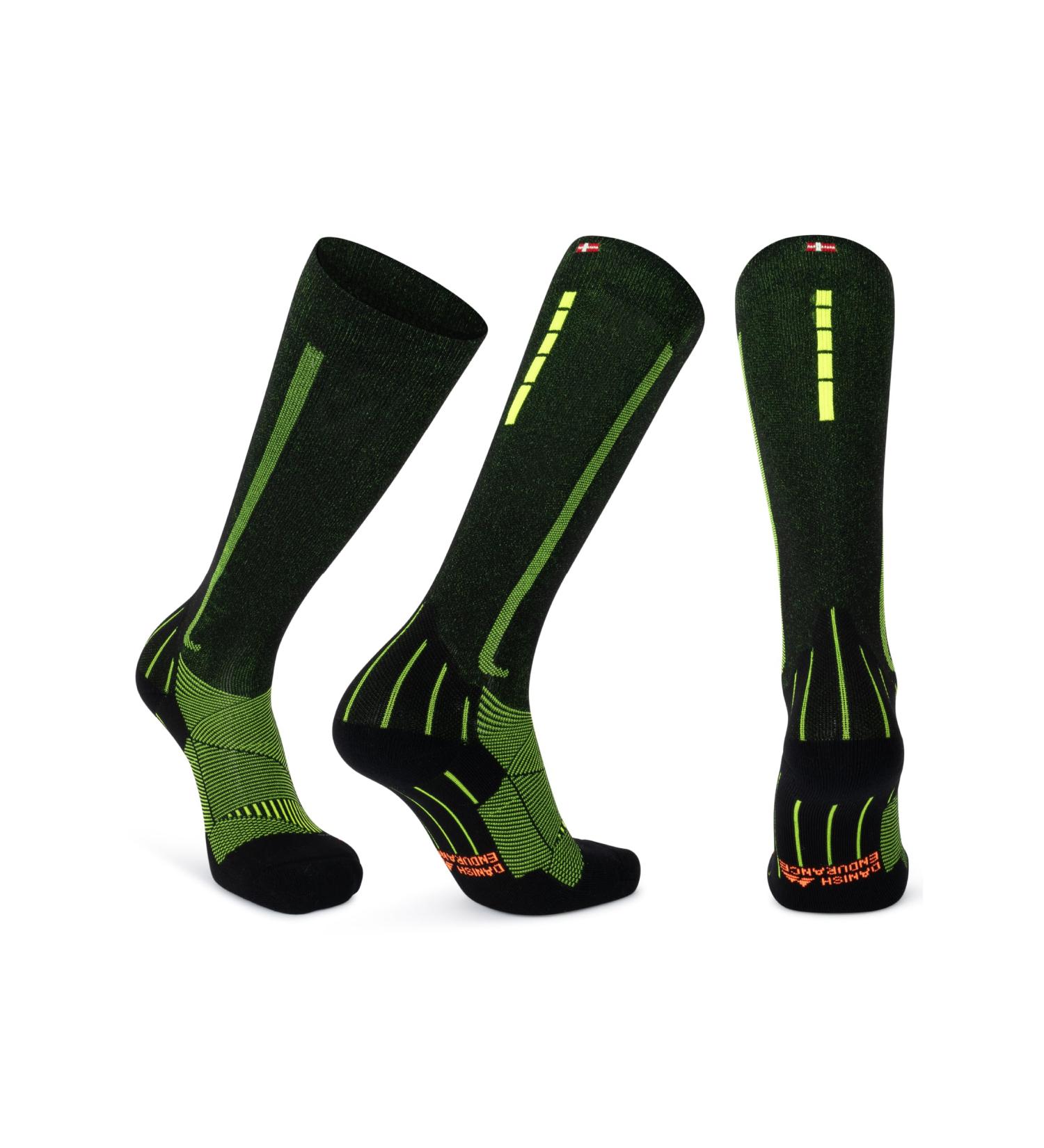 Danish Endurance Compression Stockings | Sports Compression Socks 21-26 mmHg for Men & Women | Thrombosis Support Black/Yellow Size 39-42 - Buy Online on GoSupps.com