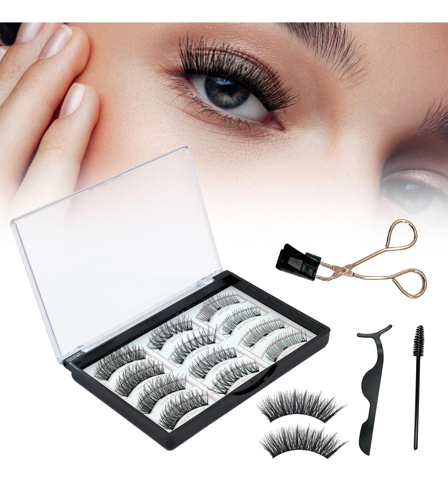 XQMMGO 12 Pack Magnetic Eyelashes Magnetic False Eyelashes Set Magnetic Eyelashes Without Eyeliner 3D False Eyelashes Waterproof Thin Eyelashes - Buy Online on GoSupps.com