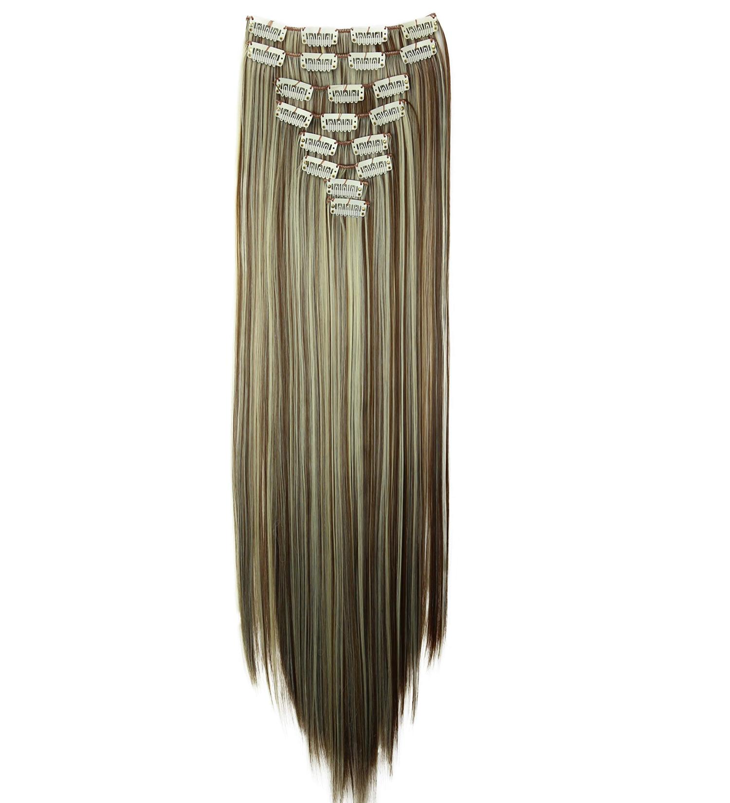 CAISHA XXL 24 8 Pieces Clip In Hair Extensions Set - Straight Brown Blond Mix #6H613 - PRETTYSHOP CES15 - Buy Online on GoSupps.com