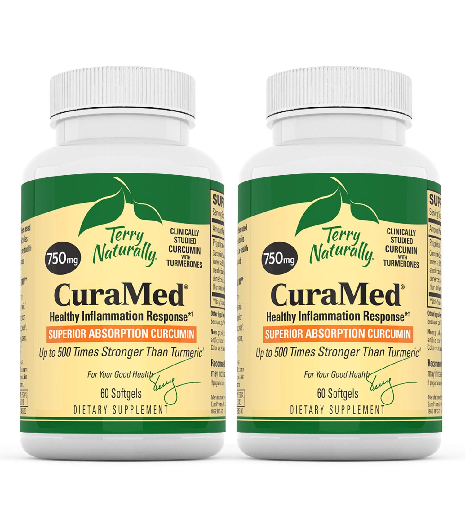 Terry Naturally CuraMed 750mg (2 Pack) - Superior Absorption BCM-95 Curcumin Supplement - Promotes Healthy Inflammation Response - Non-GMO, Gluten-Free, Halal - 120 Total Servings - Buy Online on GoSupps.com