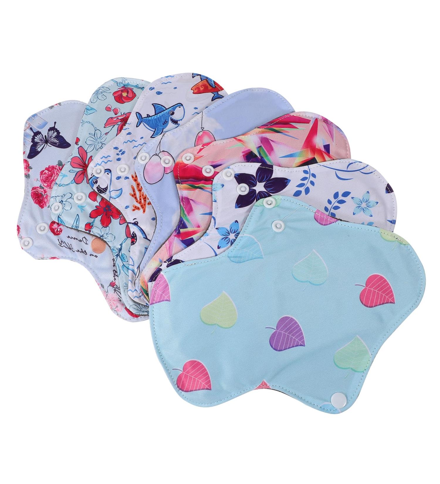 Healeved 7pcs Women's Reusable Period Pads Set with Storage Bag - Washable Cloth Panty Liners for Menstrual Hygiene - Buy Online on GoSupps.com