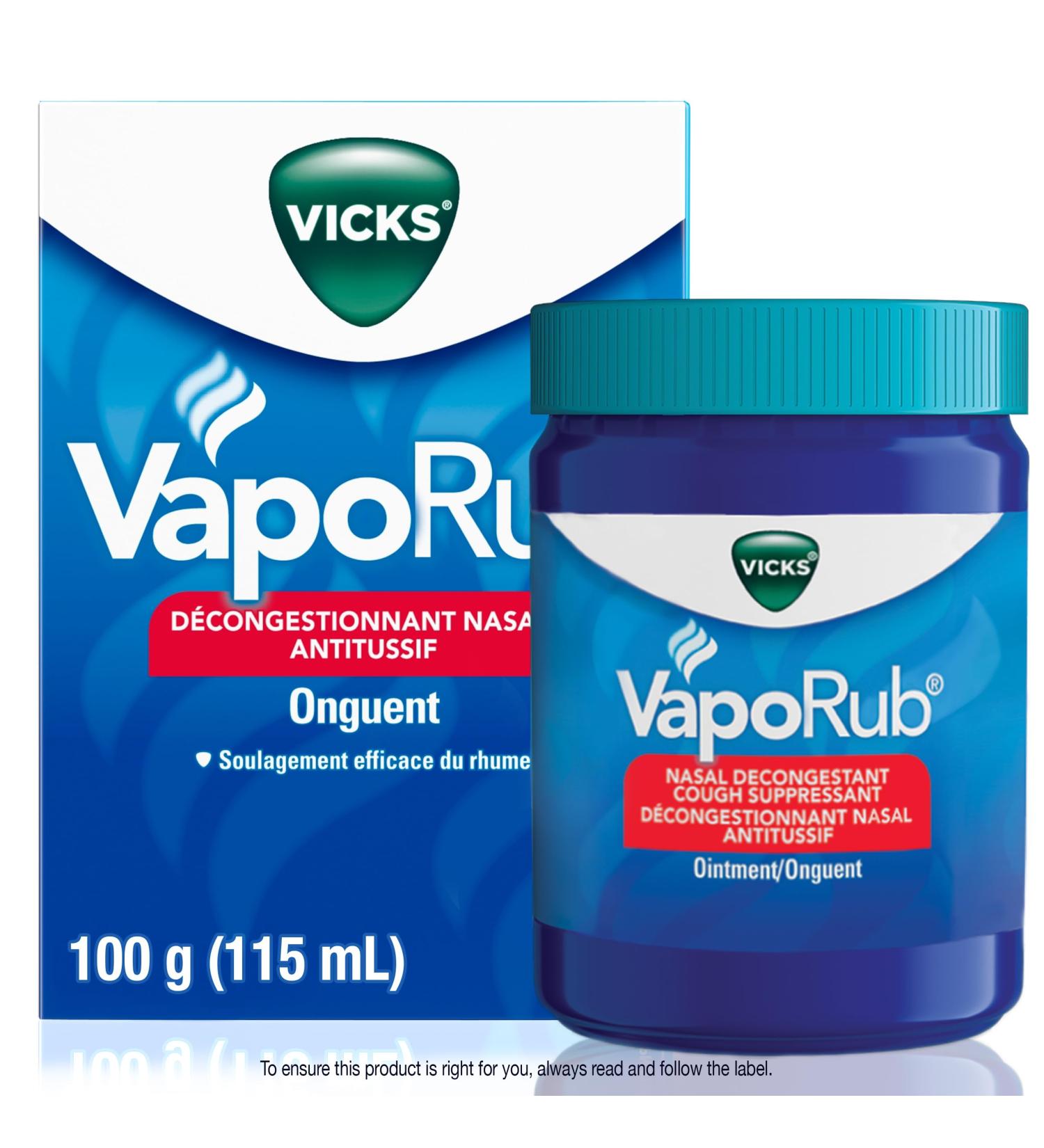 Vicks VapoRub Nasal Decongestant Cough Suppressant Relief from Cold Aches & Pains Chest Rub Ointment Original Scent 100 g/115 mL 115 mL Original - Buy Online on GoSupps.com