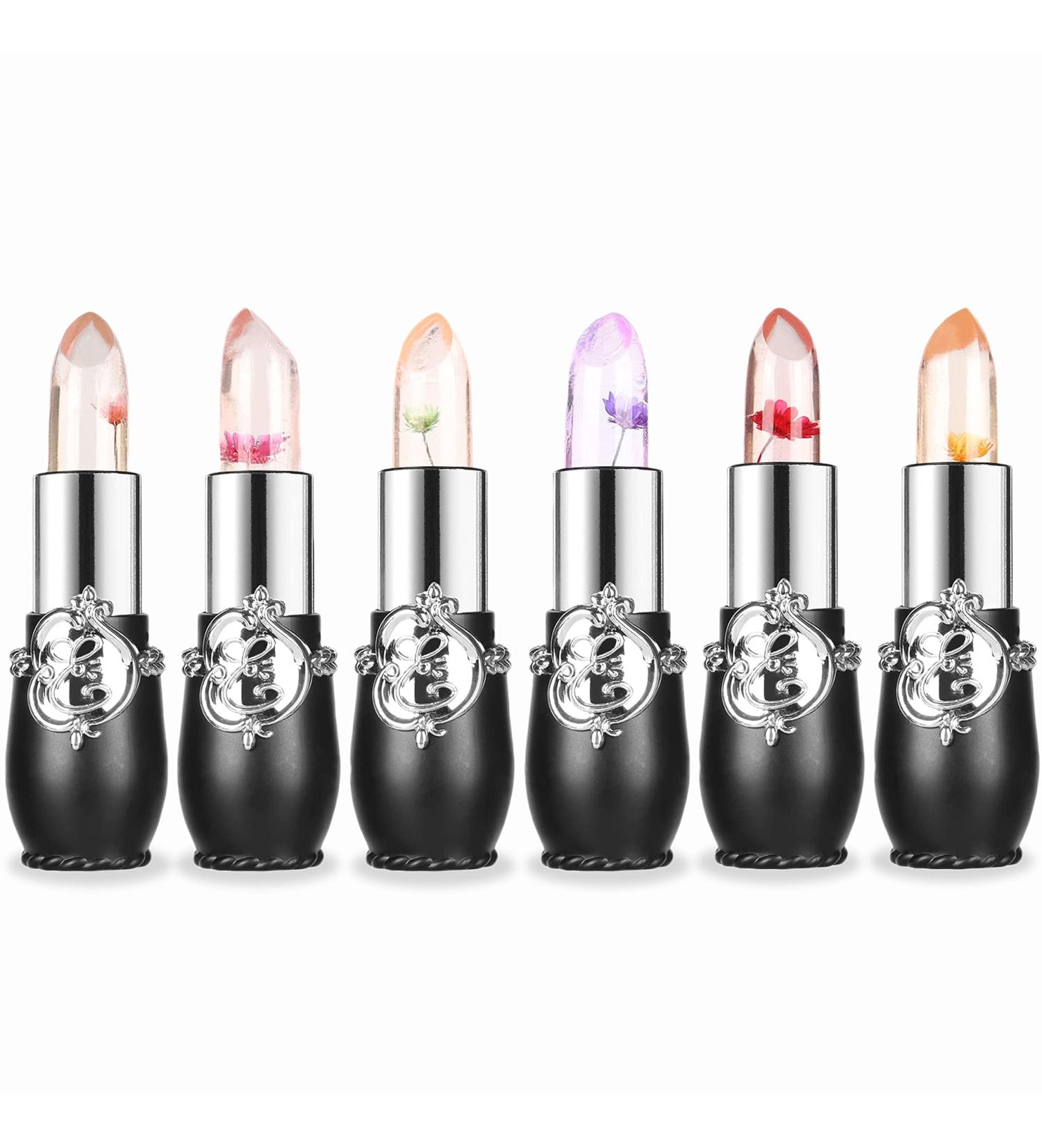 Magic Crystal Flower Jelly Lip Balm Set - 6Pcs | Long-Lasting Color Changing Lipsticks for Women | Nutritious Moisturizing Formula | pH Clear Temperature Lip Gloss | BLACK - Buy Online on GoSupps.com