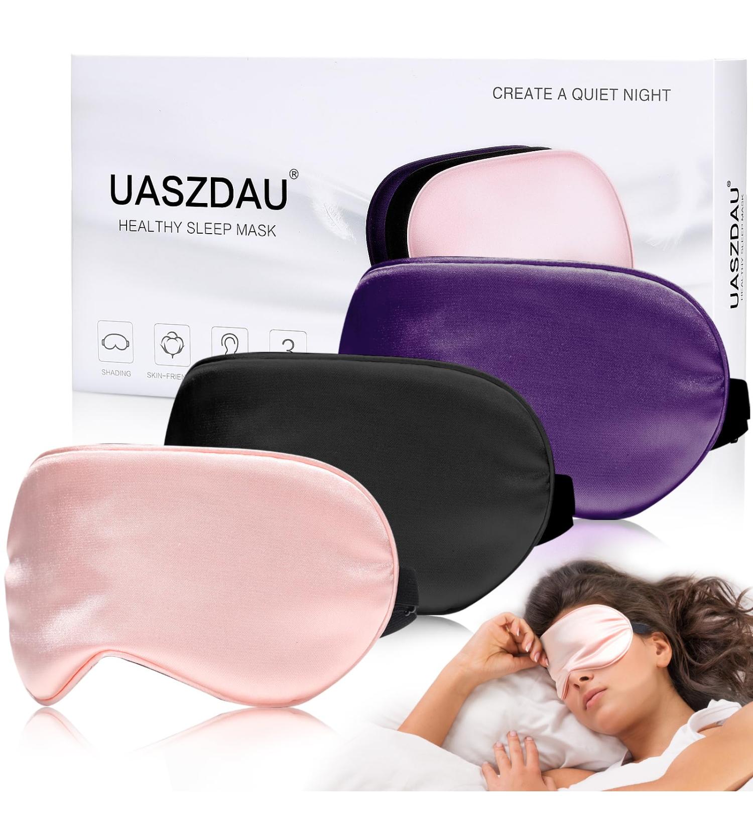 Buy Silk Sleep Masks - Super Soft Blackout Eye Mask for Women & Men | Adjustable Travel Eye Covers - 3 Pack (Black Pink Purple) - Ideal for Side Sleepers - Buy Online on GoSupps.com
