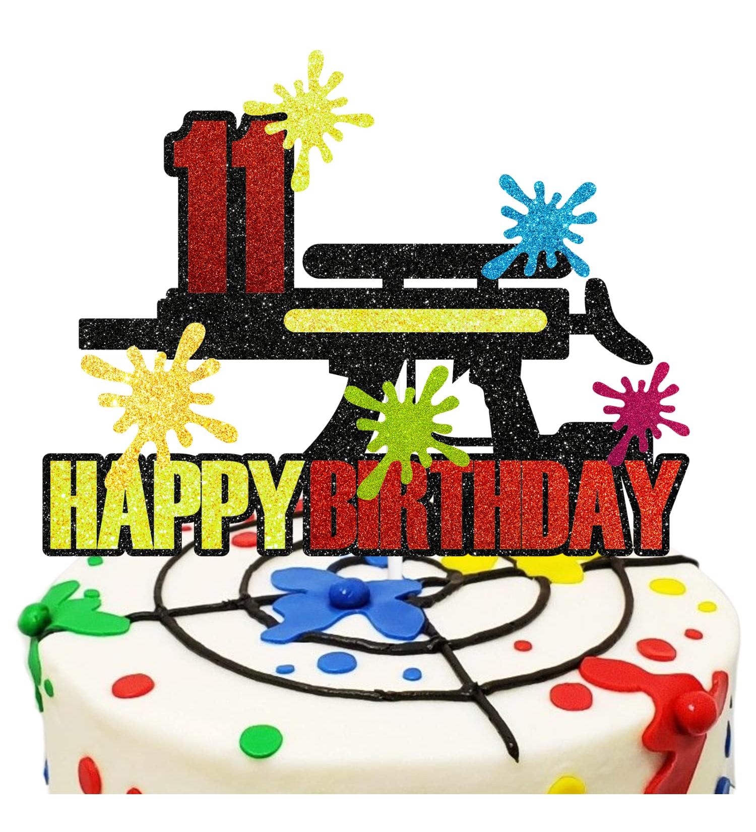 11th Paintball Birthday Cake Topper - Shooting War Party Decorations for Paintball Themed Party Boys and Girls alike - Buy Online on GoSupps.com