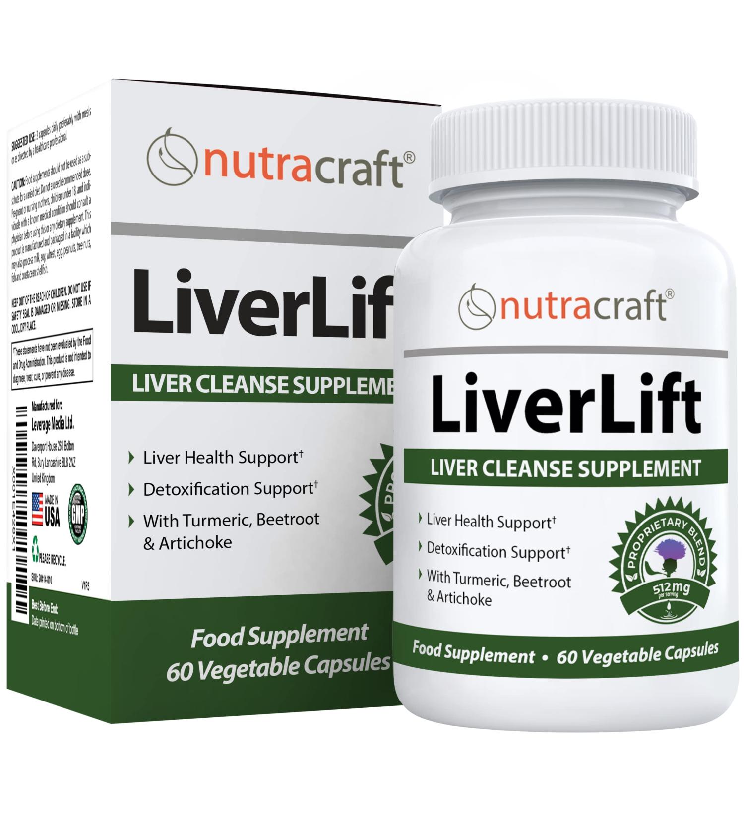 LiverLift Liver Cleanse & Detox Supplement | 60 Vege Capsules | Turmeric, Beetroot, Dandelion & More | Money Back Guarantee - Buy Online on GoSupps.com