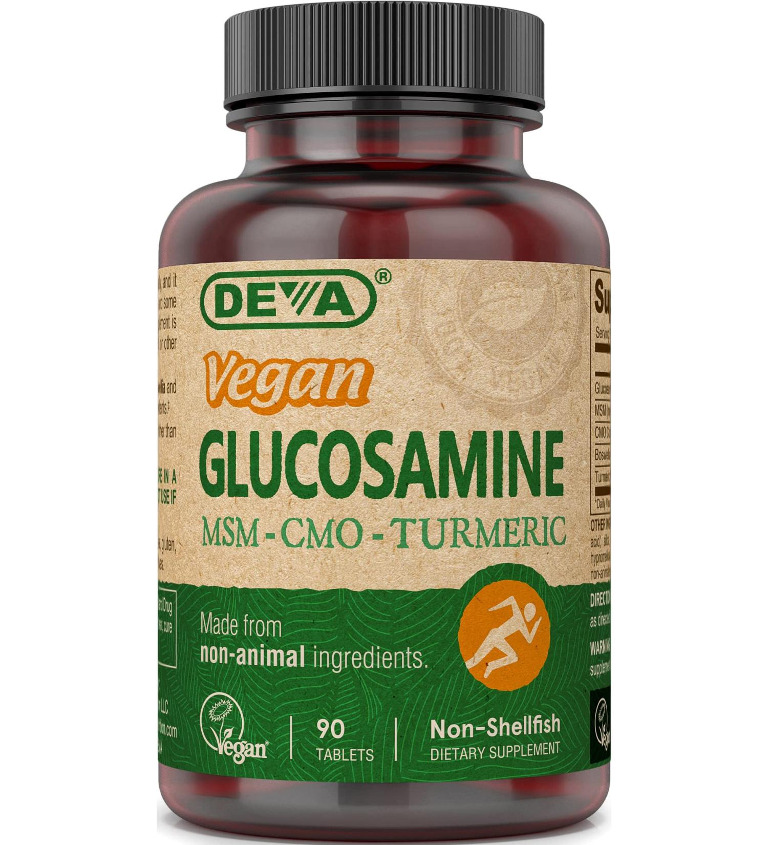 Deva Vegan Glucosamine-MSM-CMO & Turmeric Supplement - Gluten Free Plant Based Nutritional Supplement - 90 Tablets 1-Pack - Buy Online on GoSupps.com