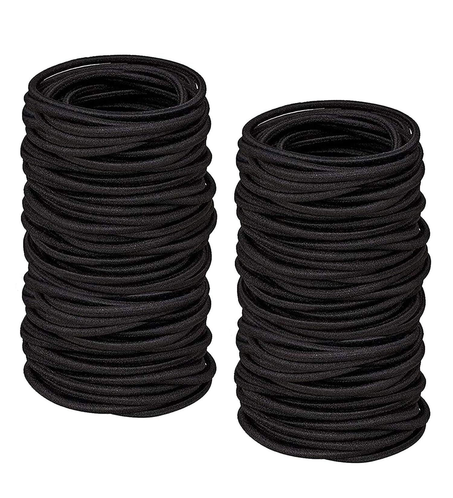 100 Pieces Black Hair Ties for Girls | Elastic Ponytail Holders for Thick & Curly Hair | Durable Braid Rubber Bands - Buy Online on GoSupps.com
