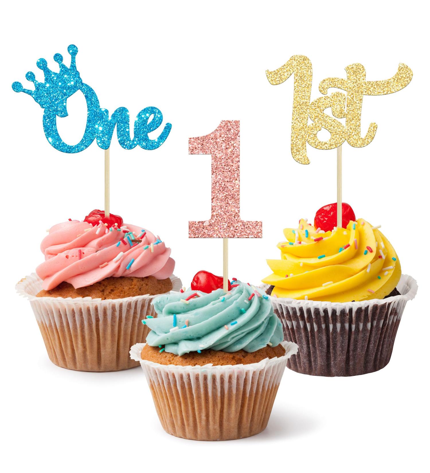 24Pcs 1st Birthday Cupcake Toppers Glitter First Birthday Cake Decorations One Cupcake Picks for Kids Baby Shower 1st Birthday Party Cake Decorations Supplies Blue Gold Rose Gold 1 Blue Gold Rose Gold - Buy Online on GoSupps.com
