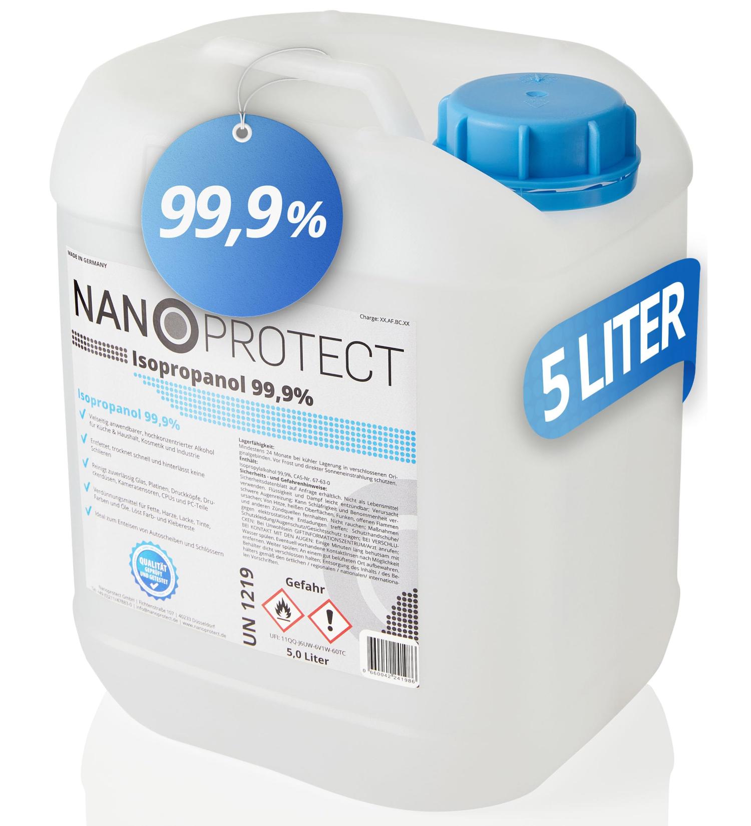 Nanoprotect Isopropanol 99.9% - 5L High-Purity IPA Cleaner for Household & Electronics | Made in Germany | International Shipping Available - Buy Online on GoSupps.com
