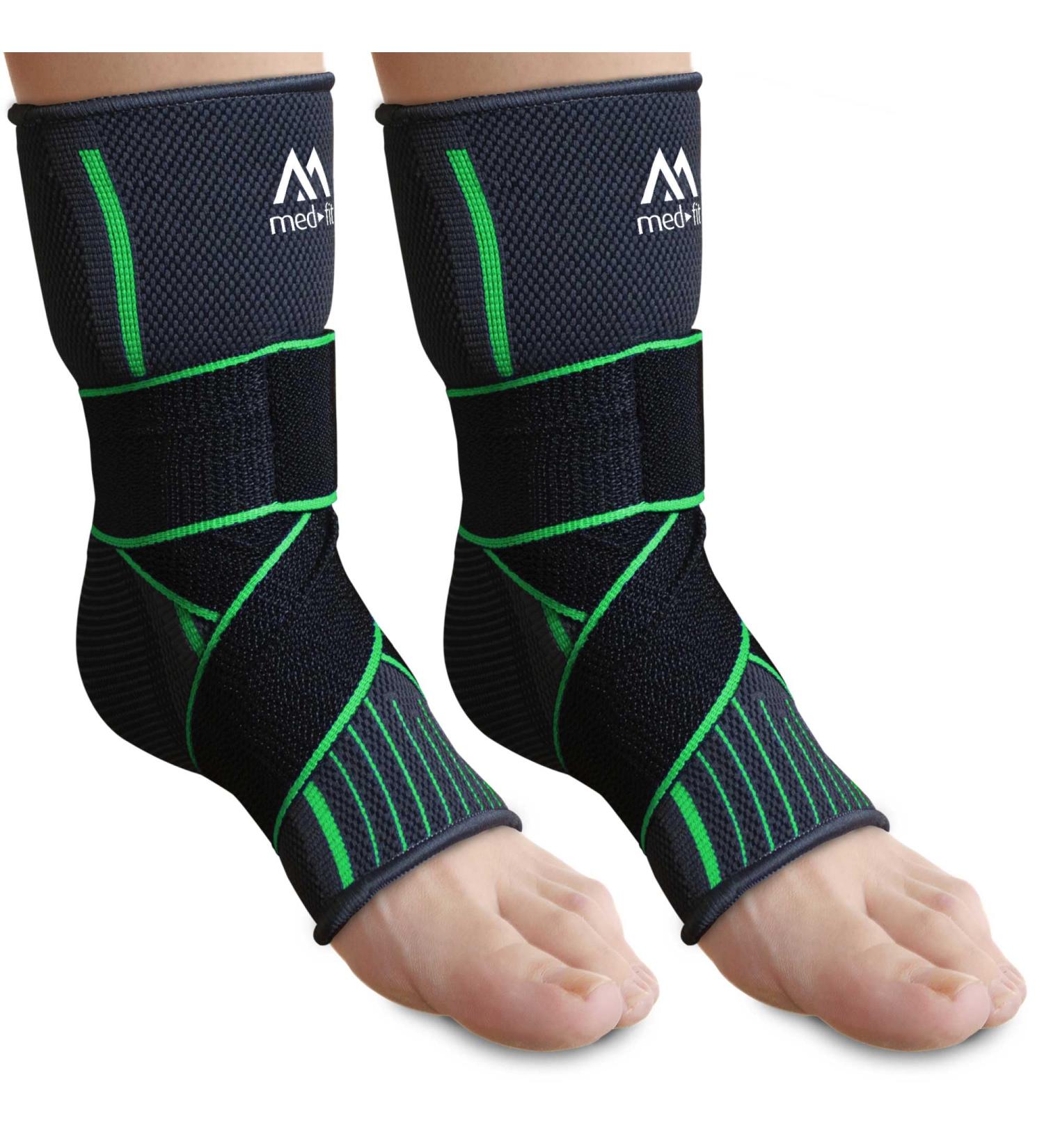 Med-Fit Stride-Flex Ankle Support - 3D Fabric Technology - Small Green (2) - Ideal for Ligament Damage, Sprained Ankle, Plantar Fasciitis - 360 Compression for Joint Pain and Tendonitis - Buy Online on GoSupps.com