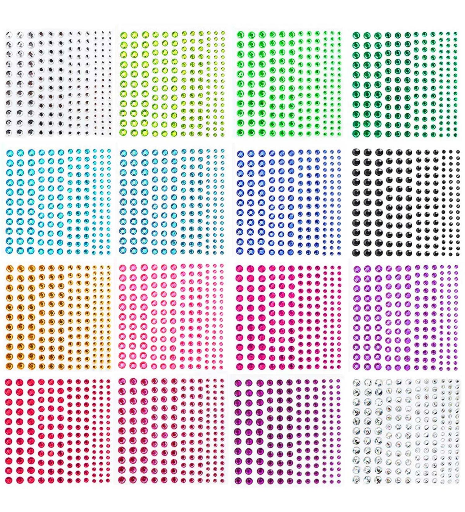 2640 PCS Rhinestone Stickers - 16 Colors Self Adhesive Gems for DIY Crafts - Acrylic Crystal Stickers for Decoration & Nail Art - Buy Online on GoSupps.com